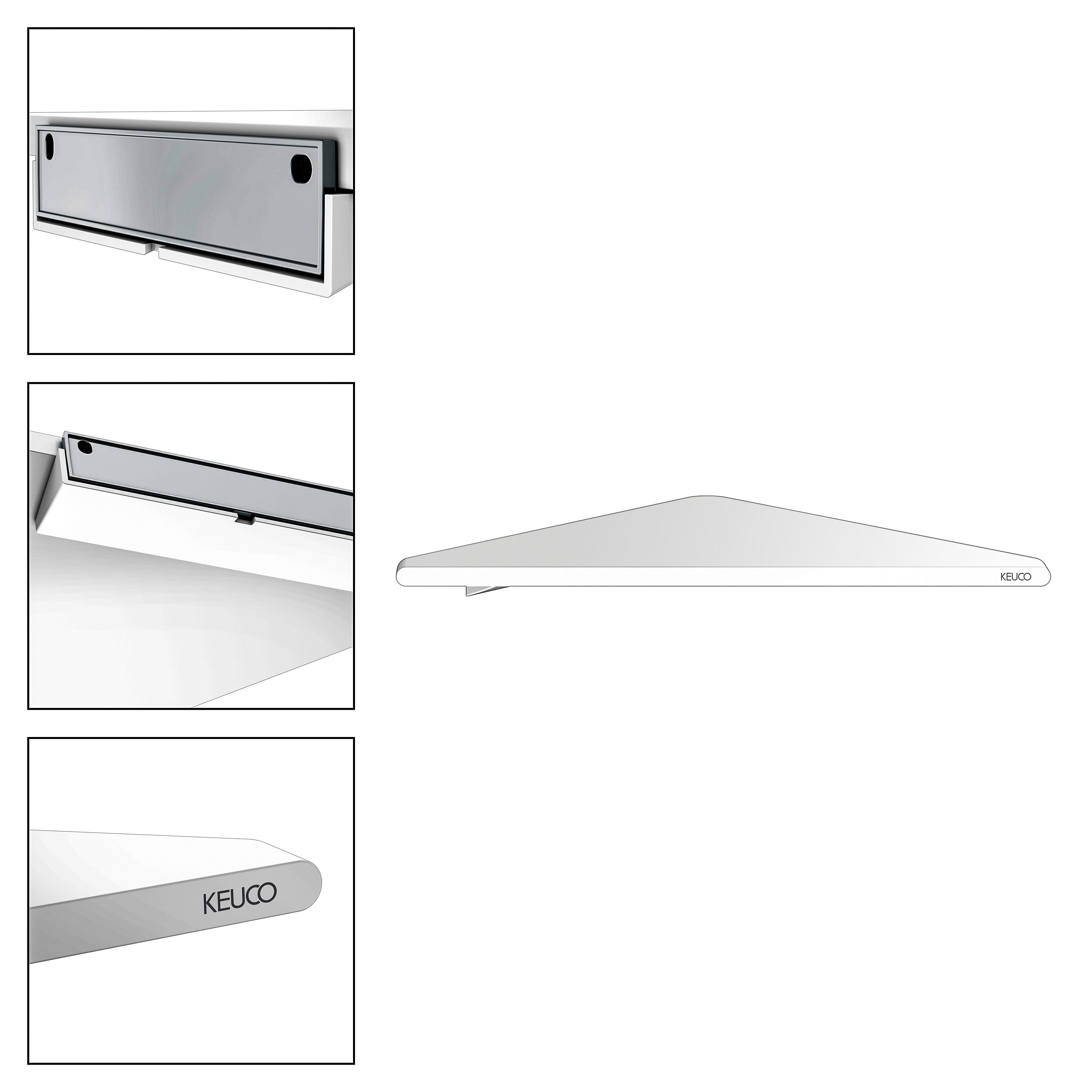 Keuco Duschablage ROSE, zum Kleben und Schrauben, weiß matt