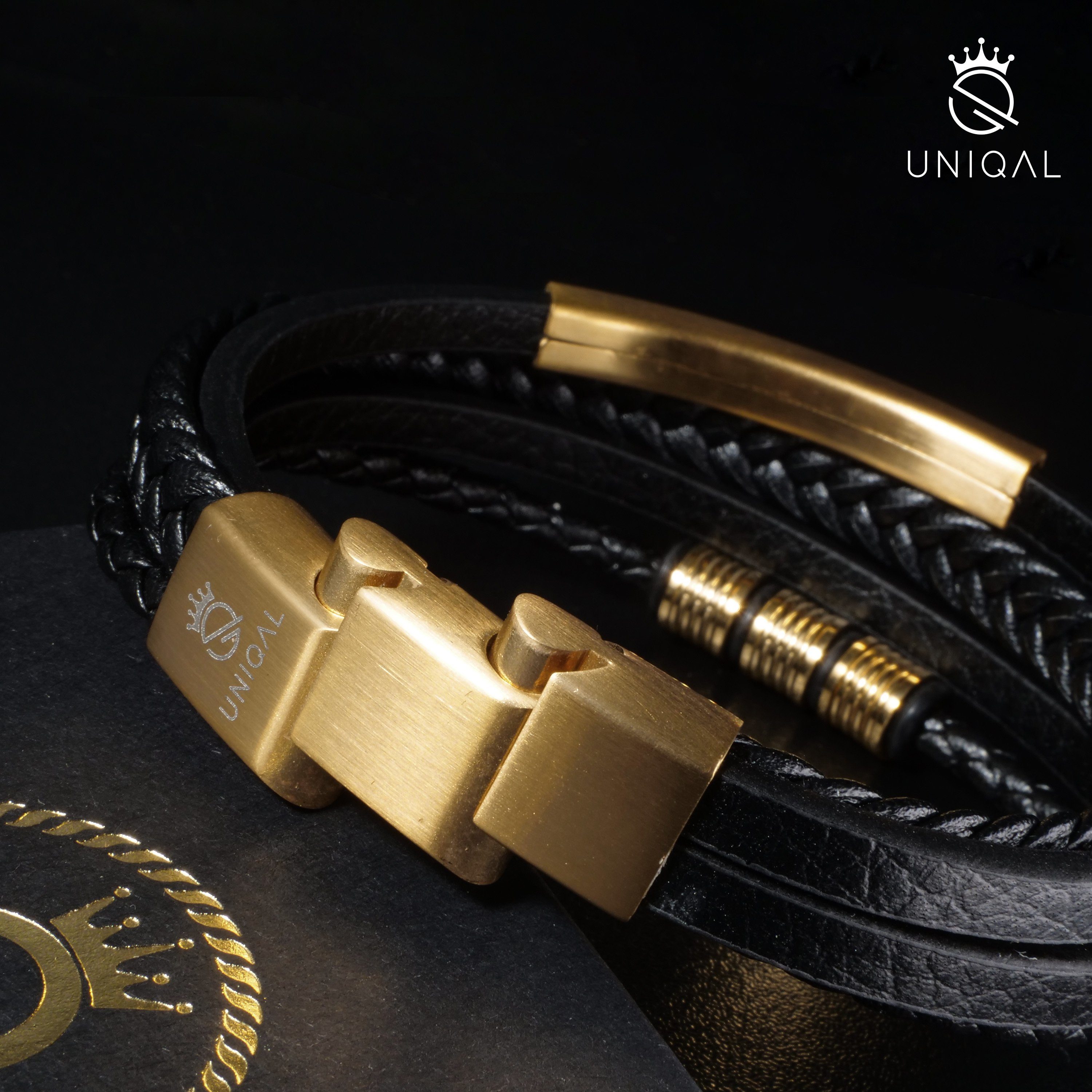 UNIQAL.de Lederarmband Herren "SHAPE" handgefertigt, geflochten, verstellbar (Klassisch, casual, elegant), aus Rindsleder, Edelstahl-Magnetverschluss mit Verlän – Bild 5 von 5
