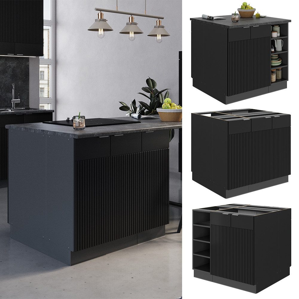 Vicco Unterschrank Fame-Line, Schwarz gestreift/Anthrazit, 90 günstig online kaufen
