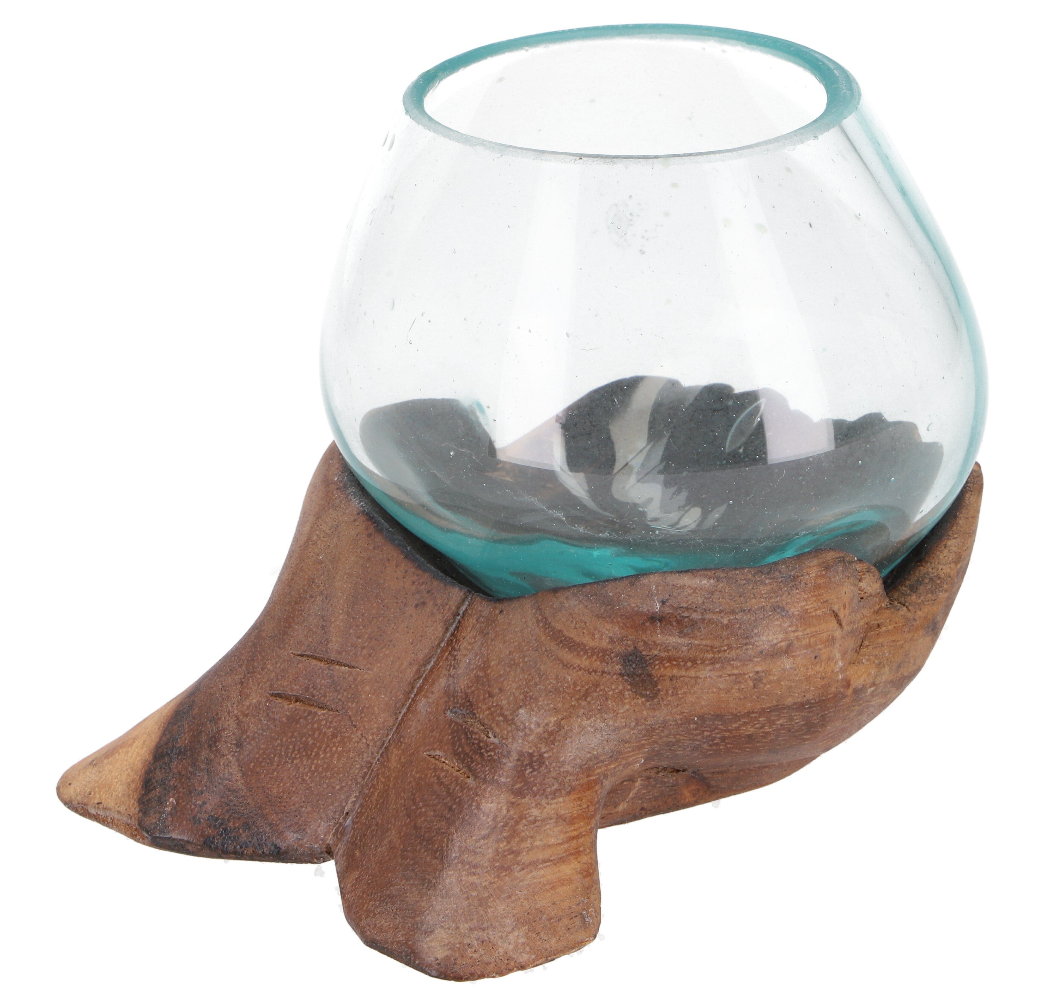 Guru-Shop Windlicht Vase, Teelichtglas aus mundgeblasenem Glas auf..