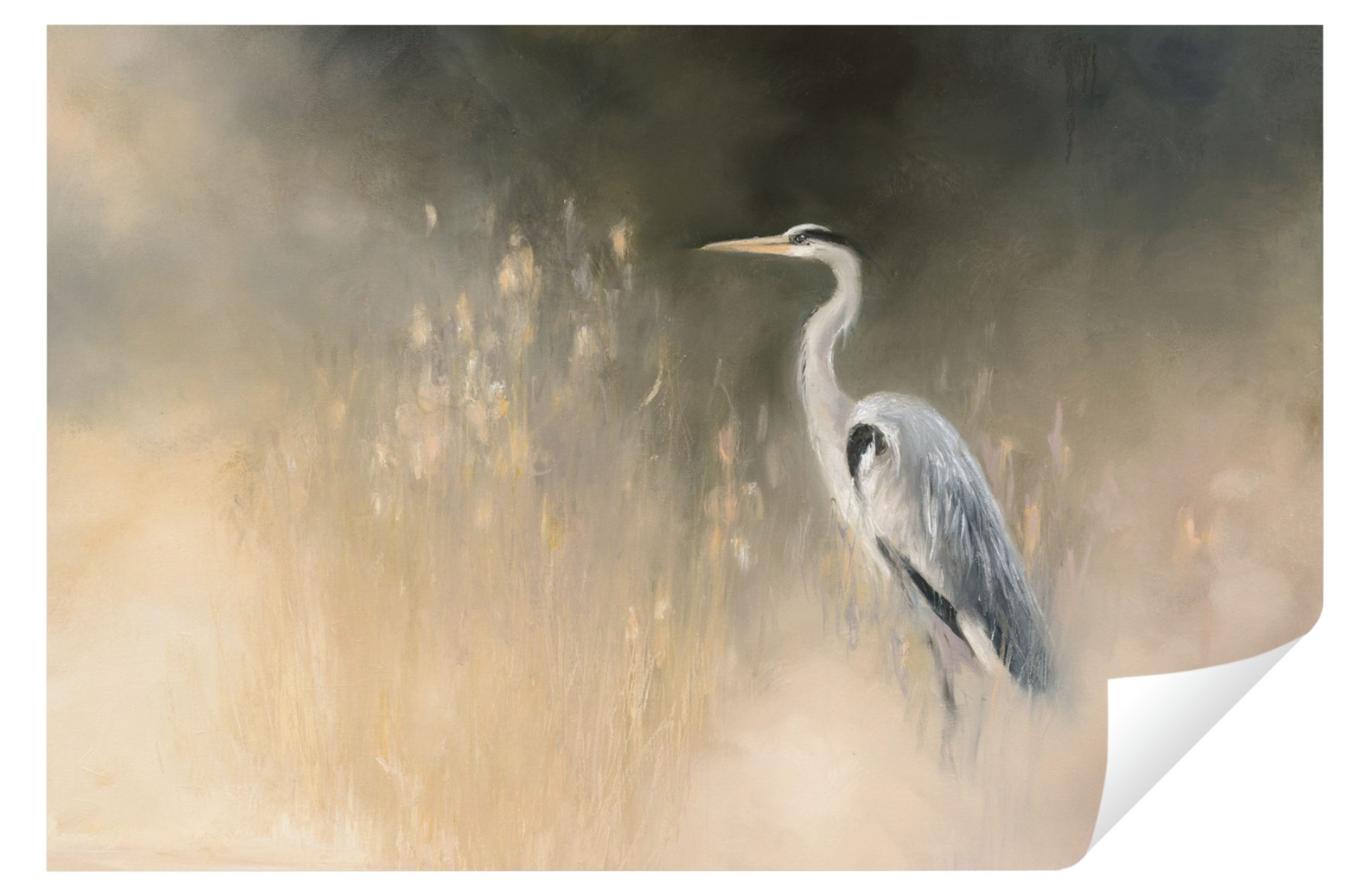 Wallarena Fototapete Kranichvogel Gemalt Vogel Abstrakt Tapete Wohnzimmer Schlafzimmer, Glatt Vlies Struktur Vinyl, Kunst, Vogel, Tapete inklusive Kleister Vliestapete Motivtapete Wandtapete