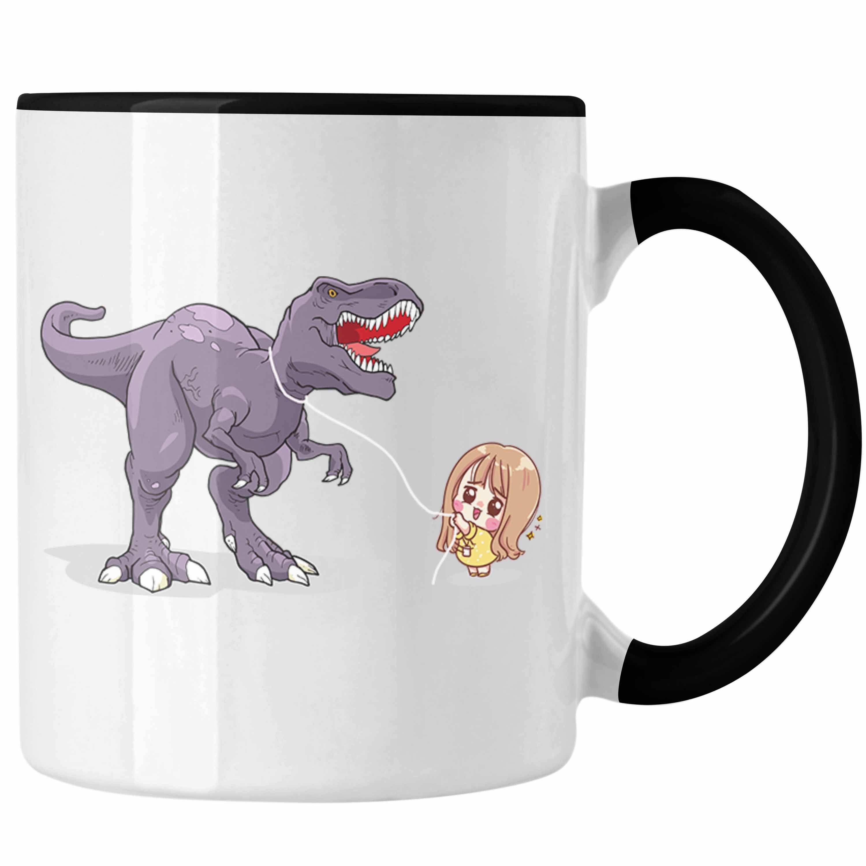 Trendation Tasse Trendation - Coole Tasse für Dinofans Dinosaurier Geschenkidee Mädchen Geschenke Lustig Schwarz