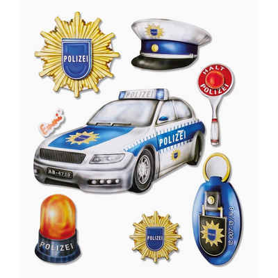 Roth Schultüte Roth XXL 3D-Sticker Polizei 30x30cm, 8 Teile