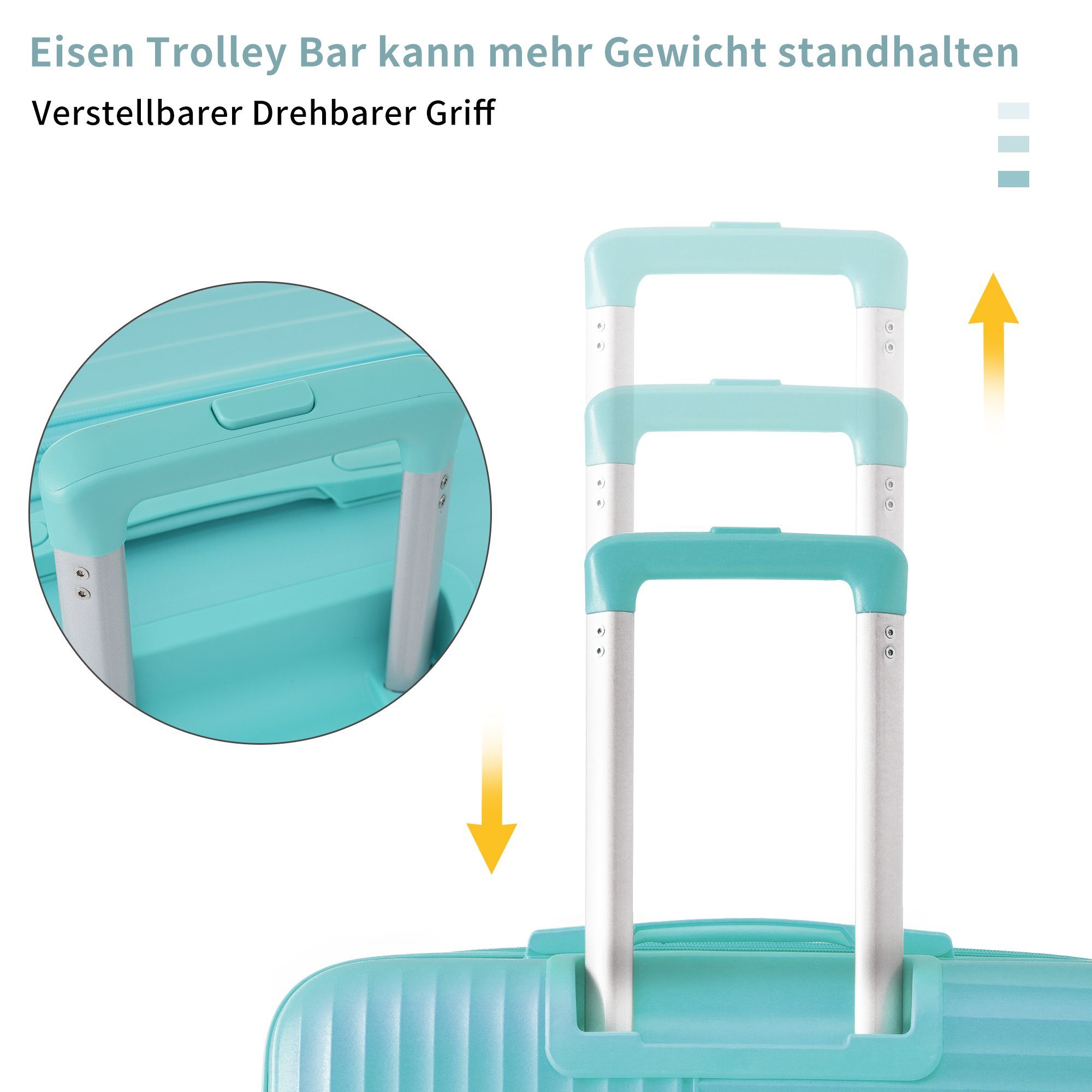3er GLIESE Reisekoffer Trolleyset Set Grün Blau