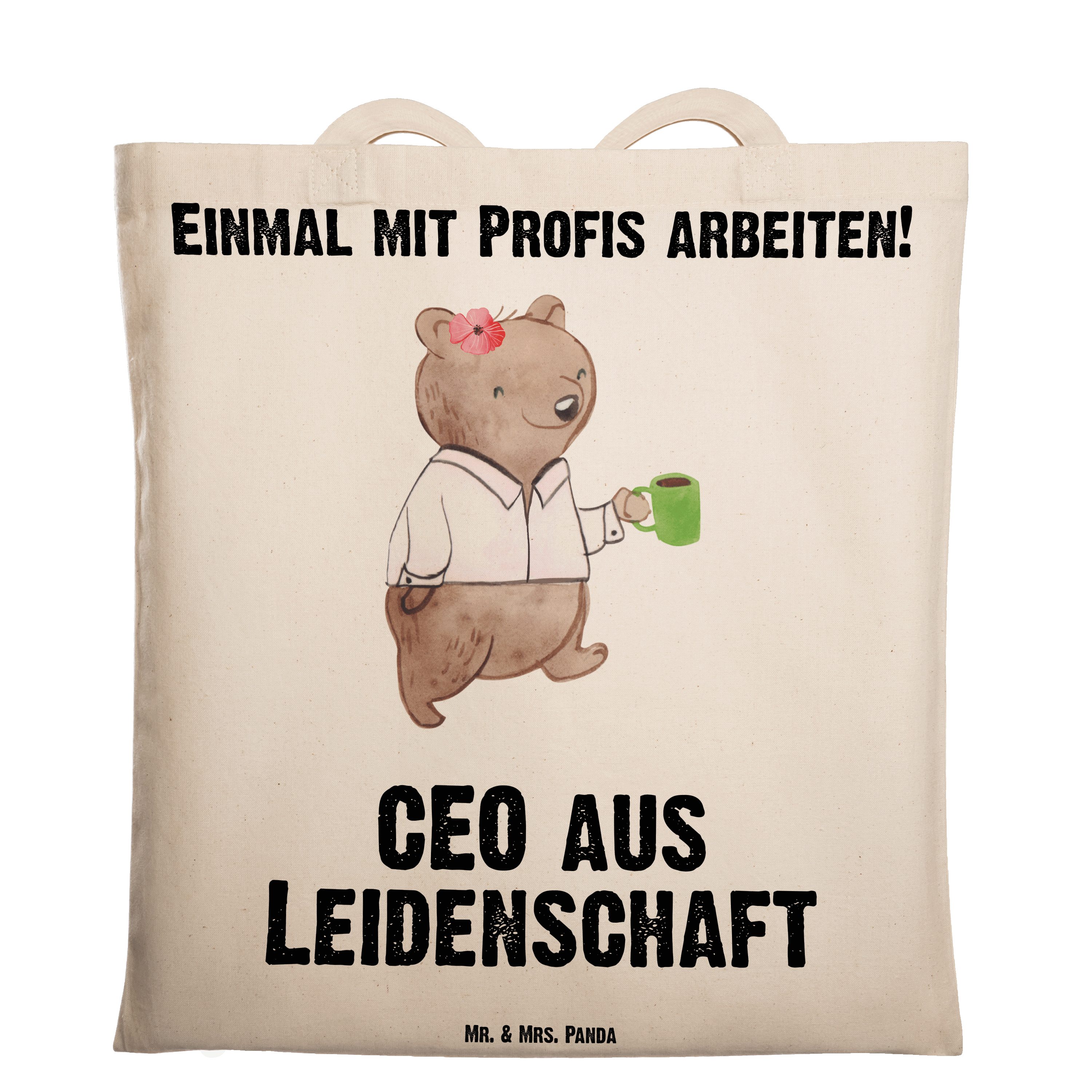 Mr. & Mrs. Panda Tragetasche CEO aus Leidenschaft - Transparent - Geschenk, Jutebeutel, Beutel, Ka (1-tlg) | Canvas-Taschen