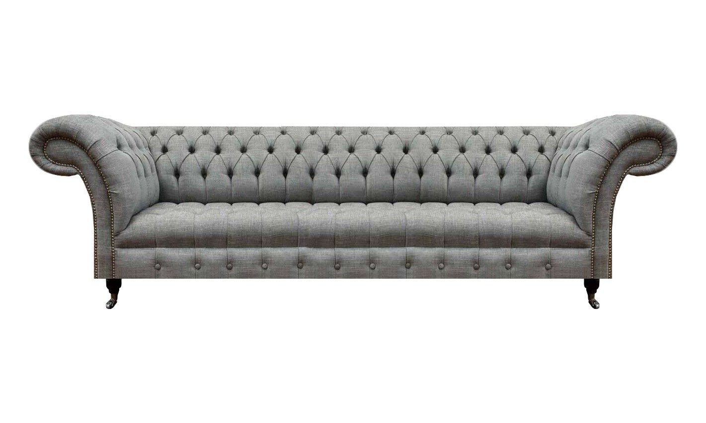 Chesterfield-Sofa Graues Chesterfield-Sofa mit hochwertiger Polsterung und Holzstruktur