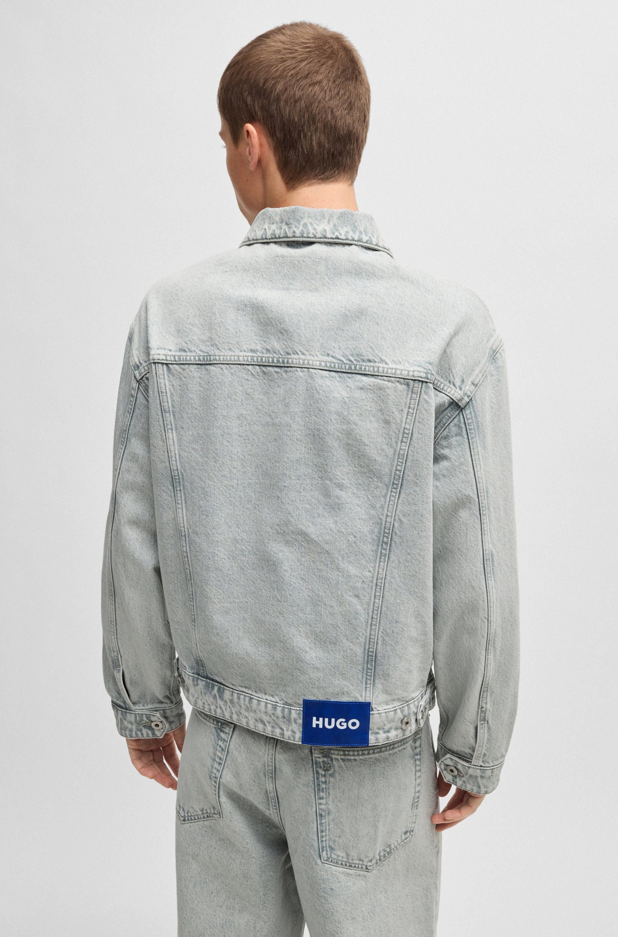 HUGO Blue Jeansjacke Dex mit BOSS Leder-Badge günstig online kaufen