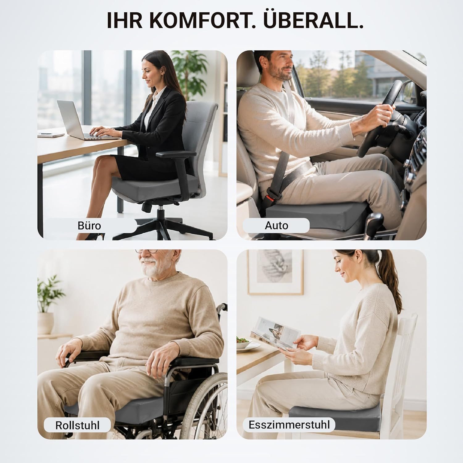 Stoffschmiede Sitzkissen Orthopädisch aus Kunstleder - 40x40x10cm, Ergonomisches Sitzkissen Stuhl als Sitzerhöhung und Aufstehhilfe – Bild 5 von 5