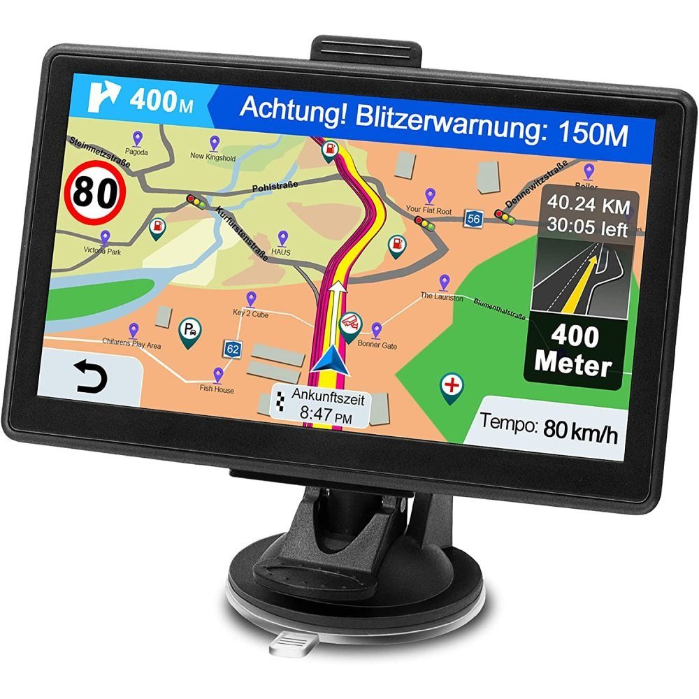 Hertekdo GPS Navi Auto Navigation 7 Zoll 8GB 256M Sprachführung Touchsreen 2019 Europa Maps Lebenslang Kostenloses Kartenupdate Navigation mit Mehrsprachig Geeignet für Auto LKW PKW KFZ TAXI Wohnmobil 