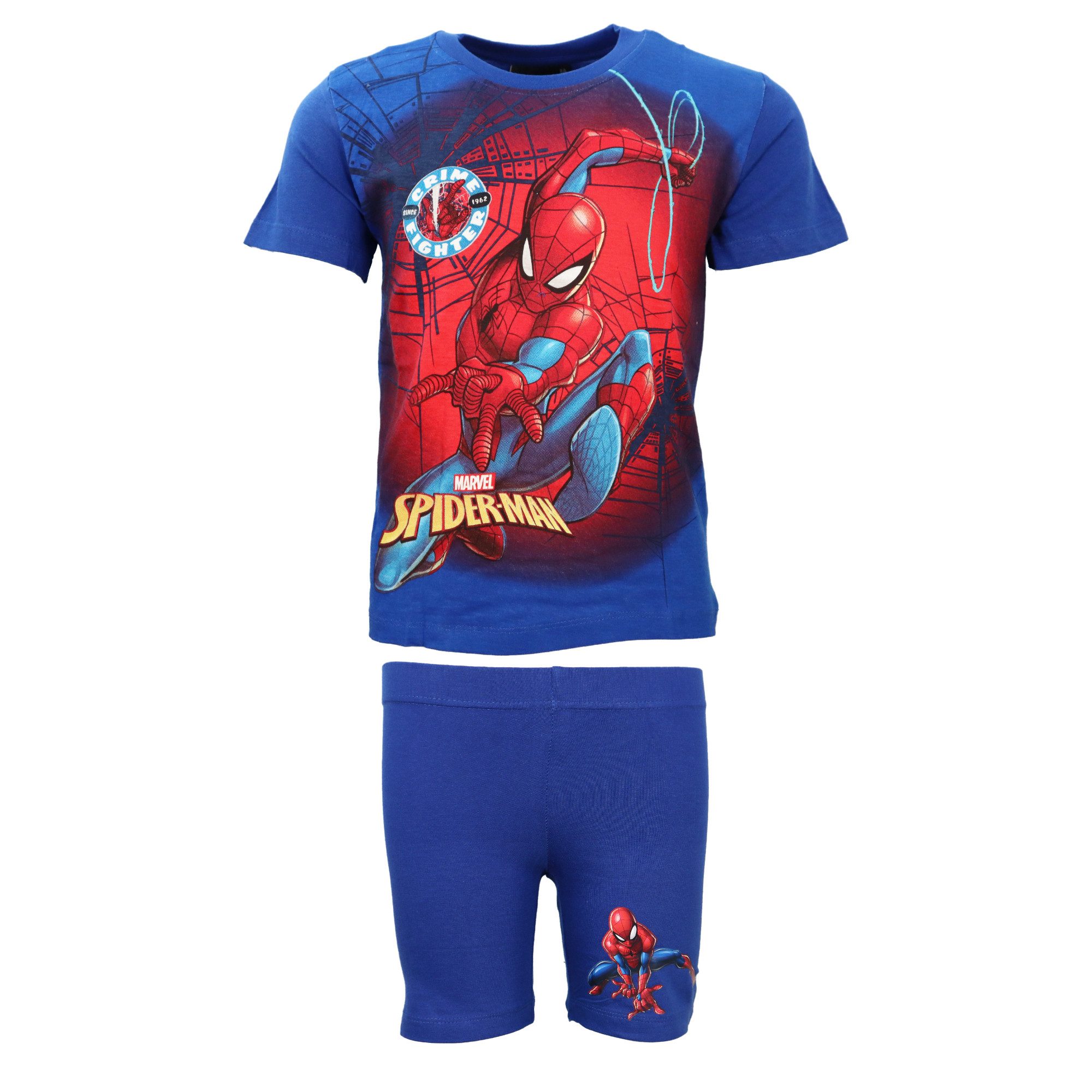 MARVEL Print-Shirt Marvel Spiderman Sommerset Shorts plus T-Shirt Gr. 98 bis 128 reine Baumwolle