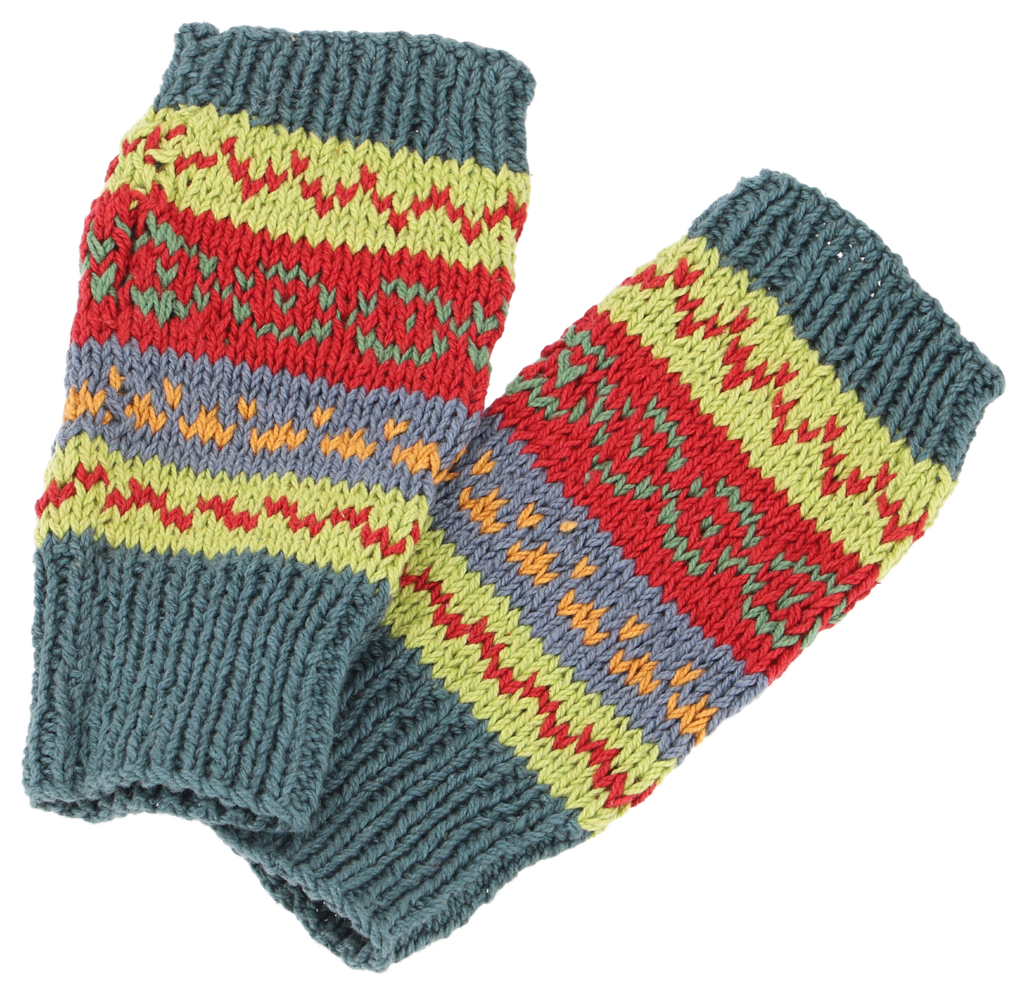 Guru-Shop Strickhandschuhe Gestrickte bunte Handstulpen aus Baumwolle,..