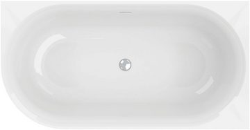 OTTOFOND Badewanne Mince Corner XS links 155 cm weiß, (1-tlg), inkl. Ablaufgarnitur, Schlitzüberlauf, Fußgestell, schmale Wannenkante