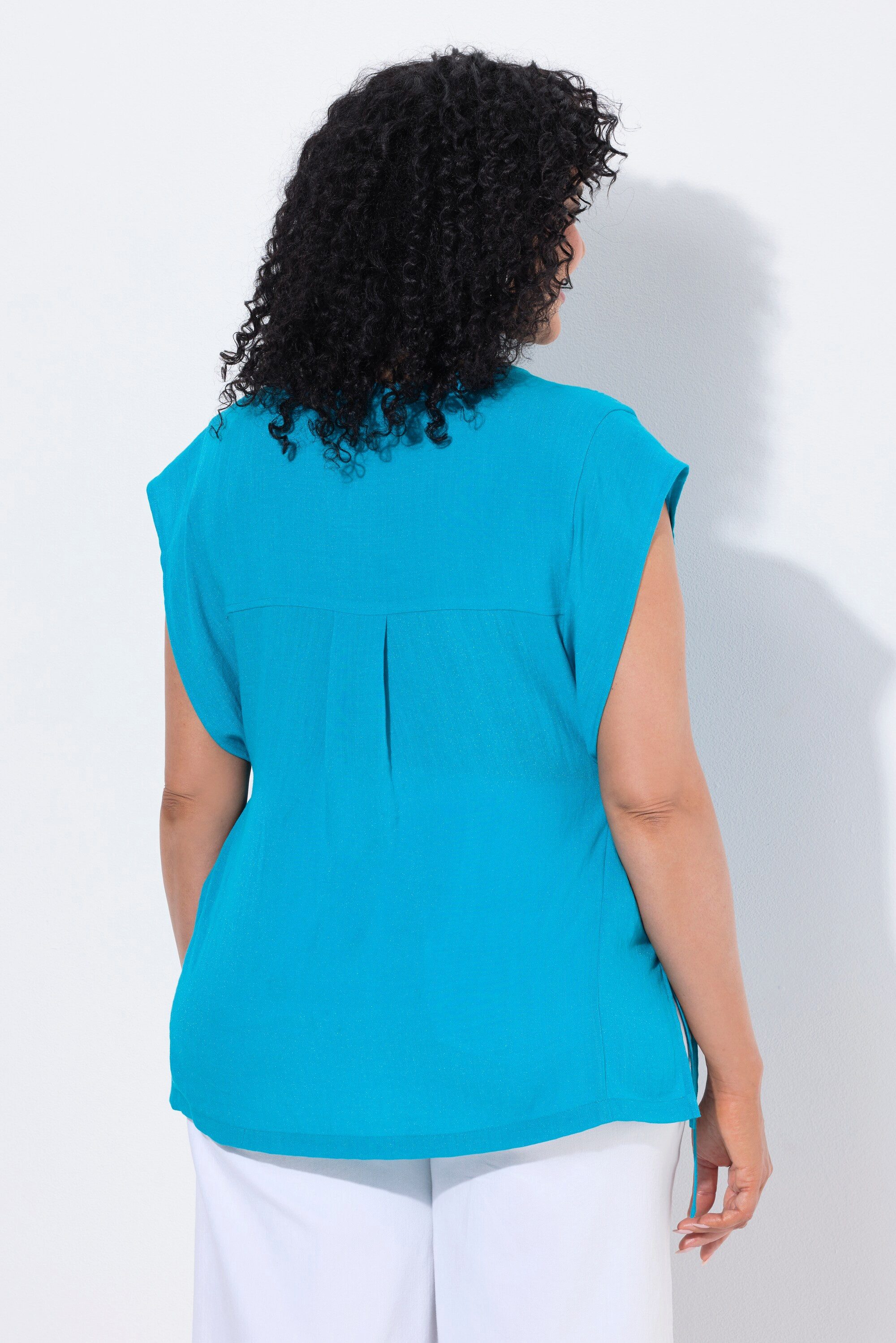 Ulla Popken Longbluse Bluse Bindeband Oversized Tunika-Ausschnitt
