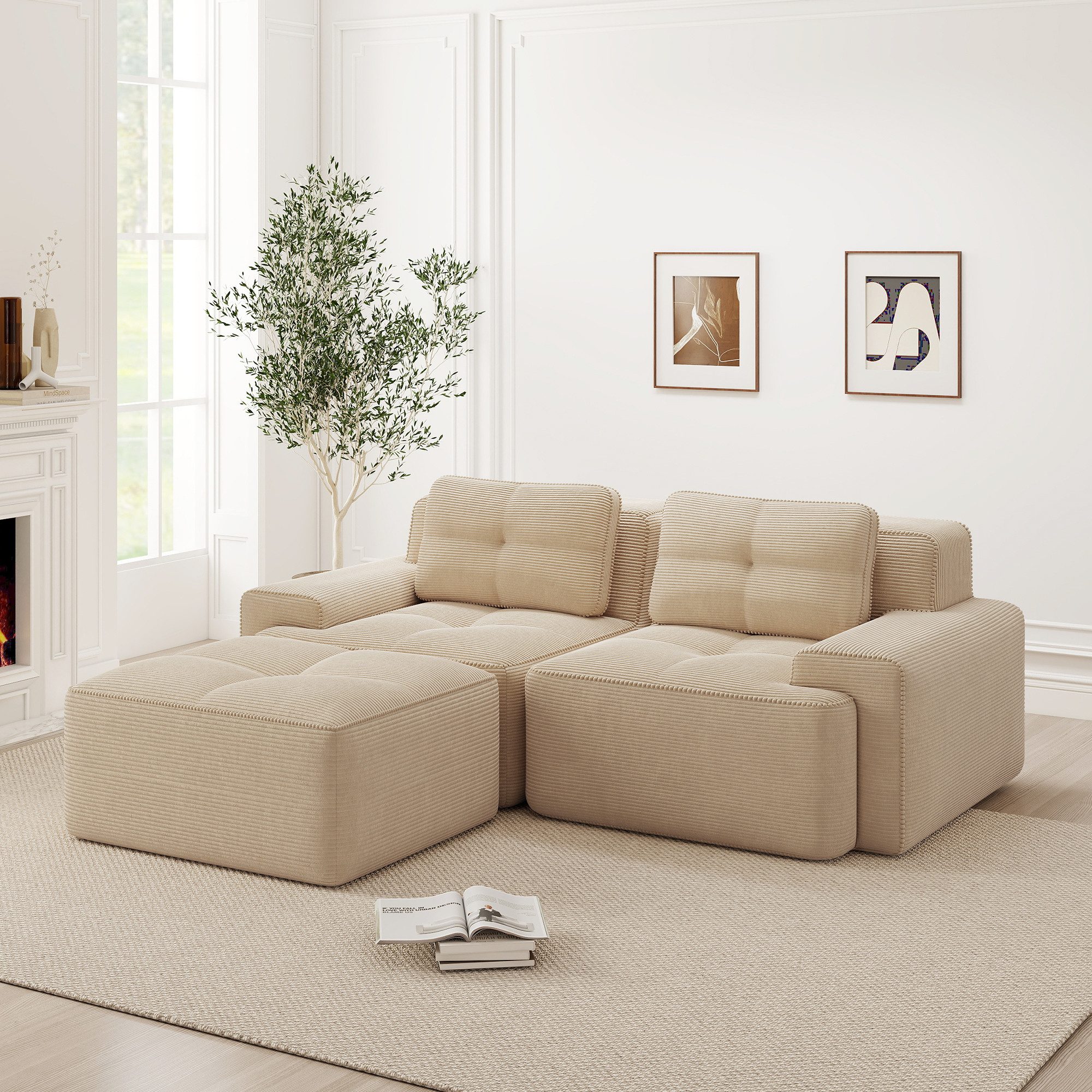 Odikalo Sofa Boneless Modulares Sofa kombinierbar Polstersofa Schlafsofa, B günstig online kaufen