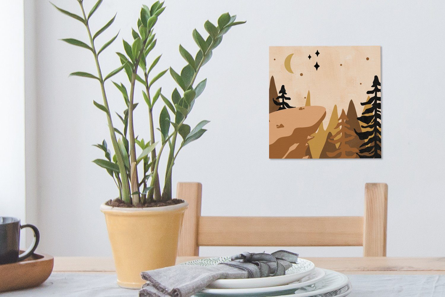 Böhmisch Mond, - Sterne - - OneMillionCanvasses® Bilder Wohnzimmer Schlafzimmer Leinwand für (1 St), Wald Leinwandbild