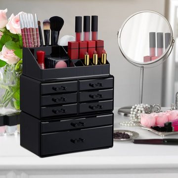 relaxdays Make-Up Organizer Make Up Organizer mit 8 Schubladen, Schwarz