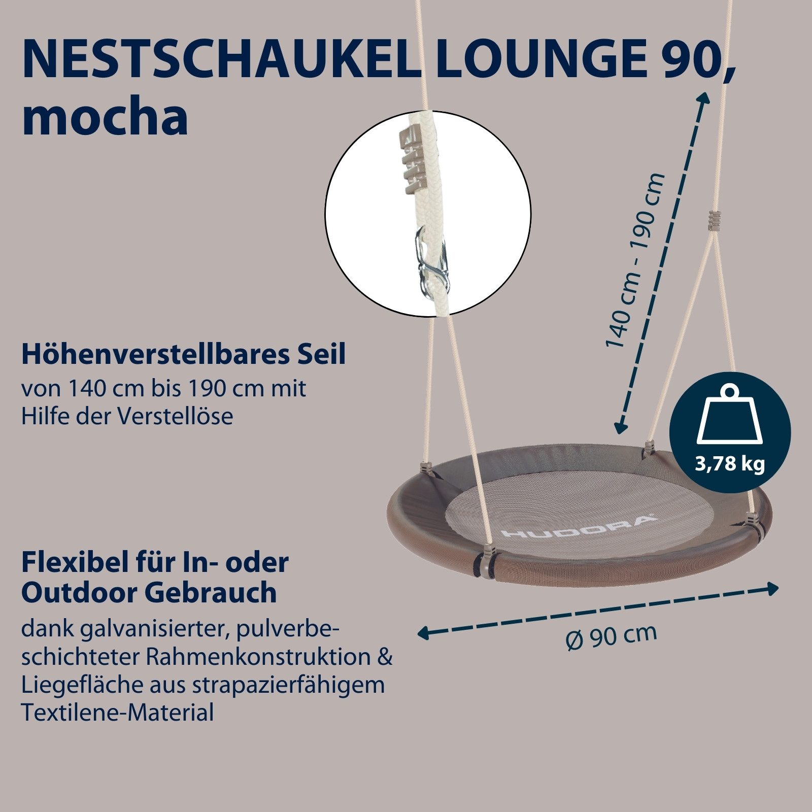 Hudora Nestschaukel Lounge Höhenverstellbare Nestschaukel mit 90/110cm Durc günstig online kaufen