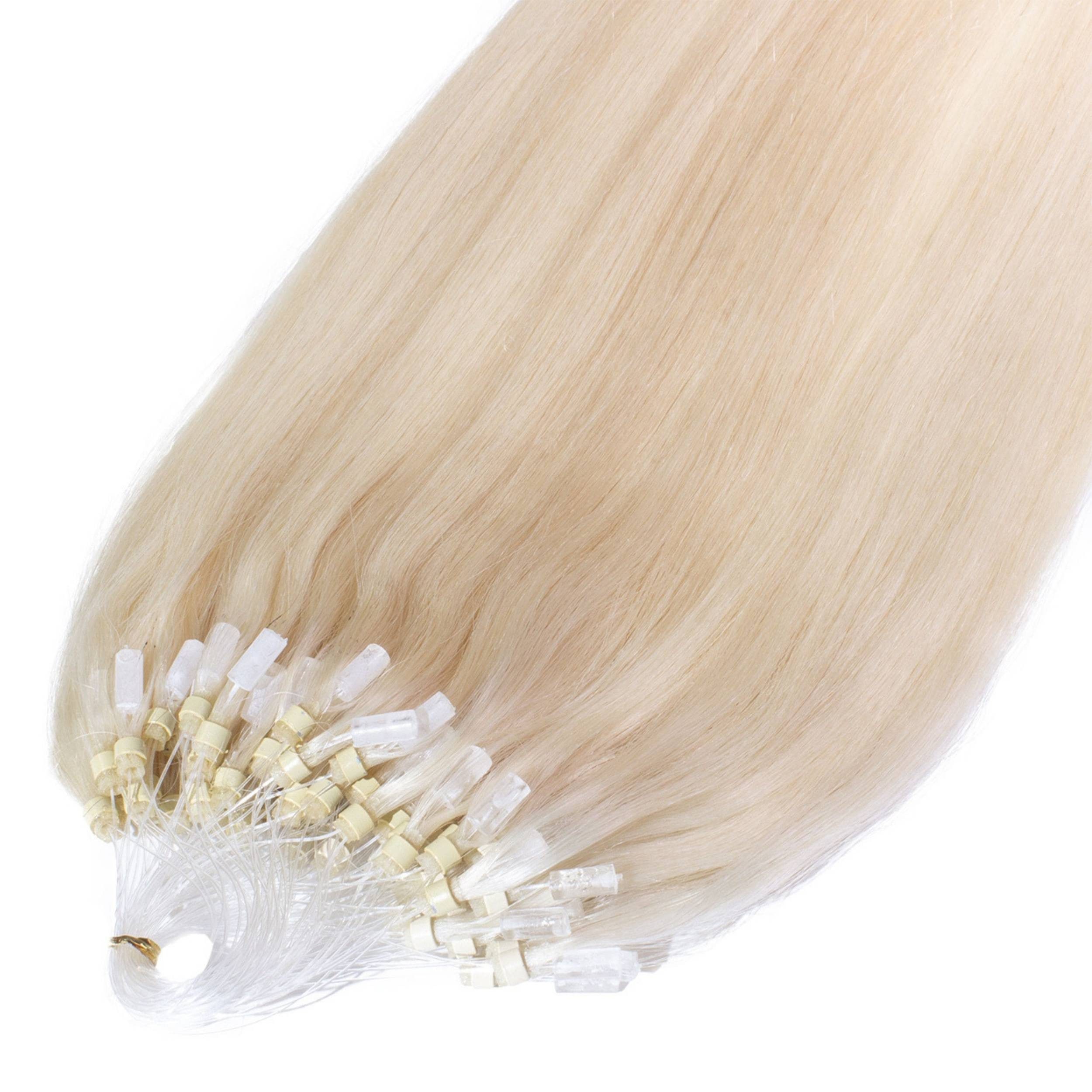 hair2heart Echthaar-Extension Premium Microring Extensions #10/0 Hell-Lichtblond 50cm