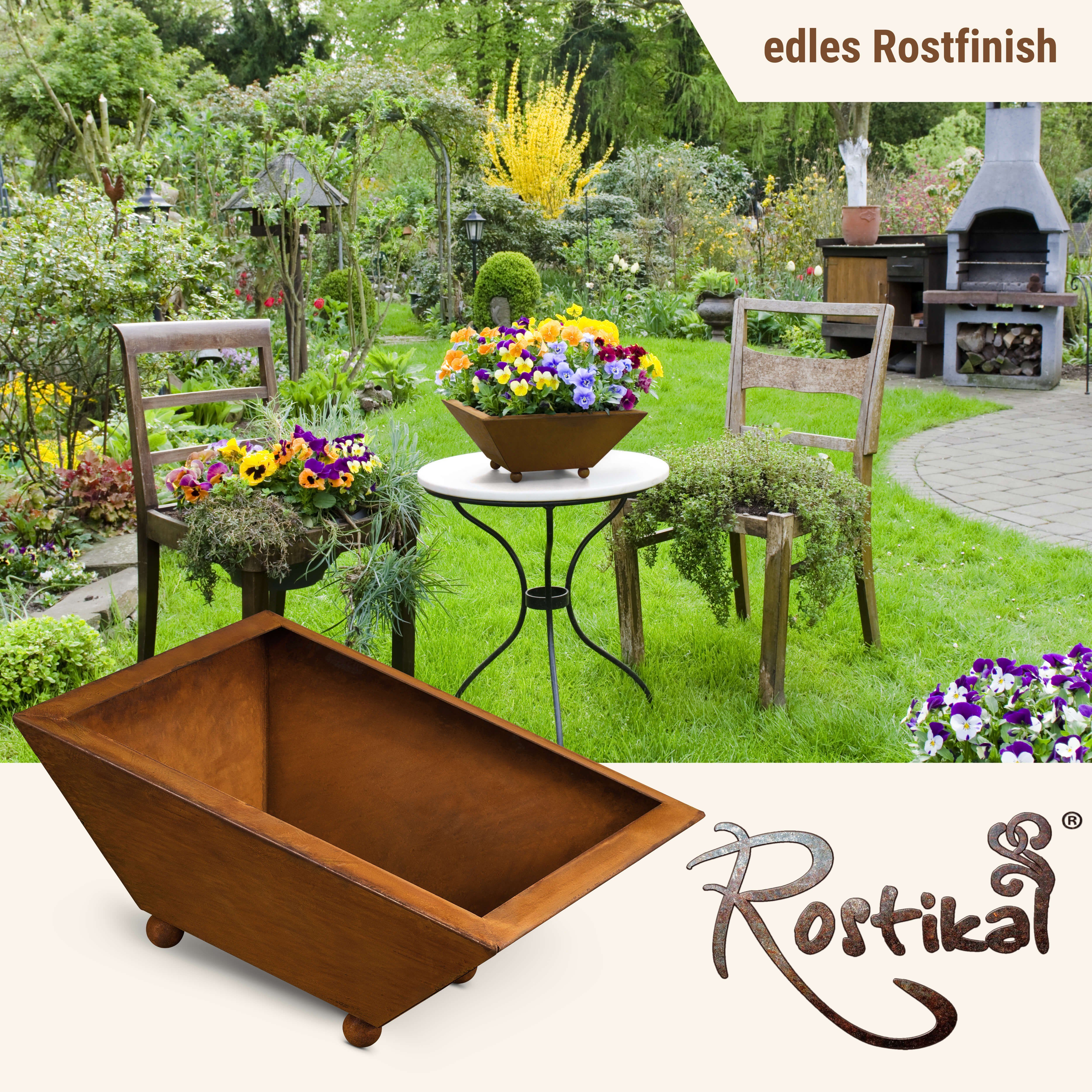 Rostikal Pflanzschale Deko Schale Blumenschale 35 x 35 cm, echter Rost – Bild 4 von 5