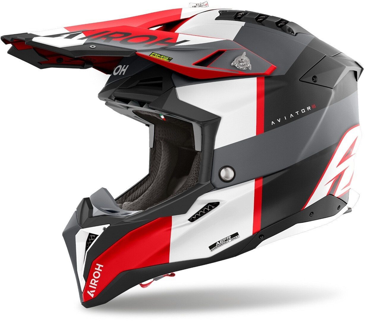 Airoh Motocrosshelm Aviator 3 Monarch Motocross Helm, Notfallsystem-Polsterung (EQRS)