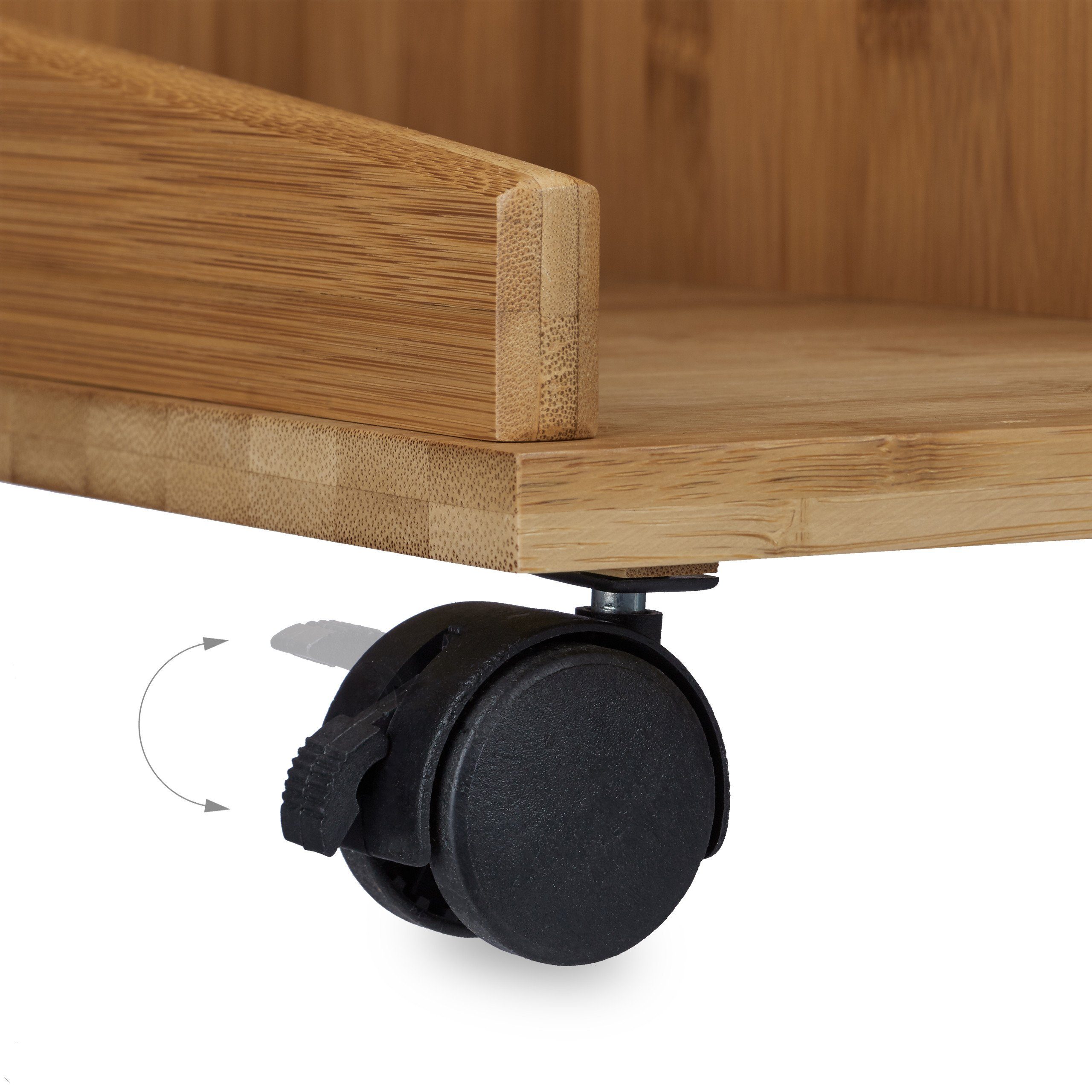 relaxdays Beistelltisch mit Rollen ROLLI Bambus (1-St) – Bild 4 von 5