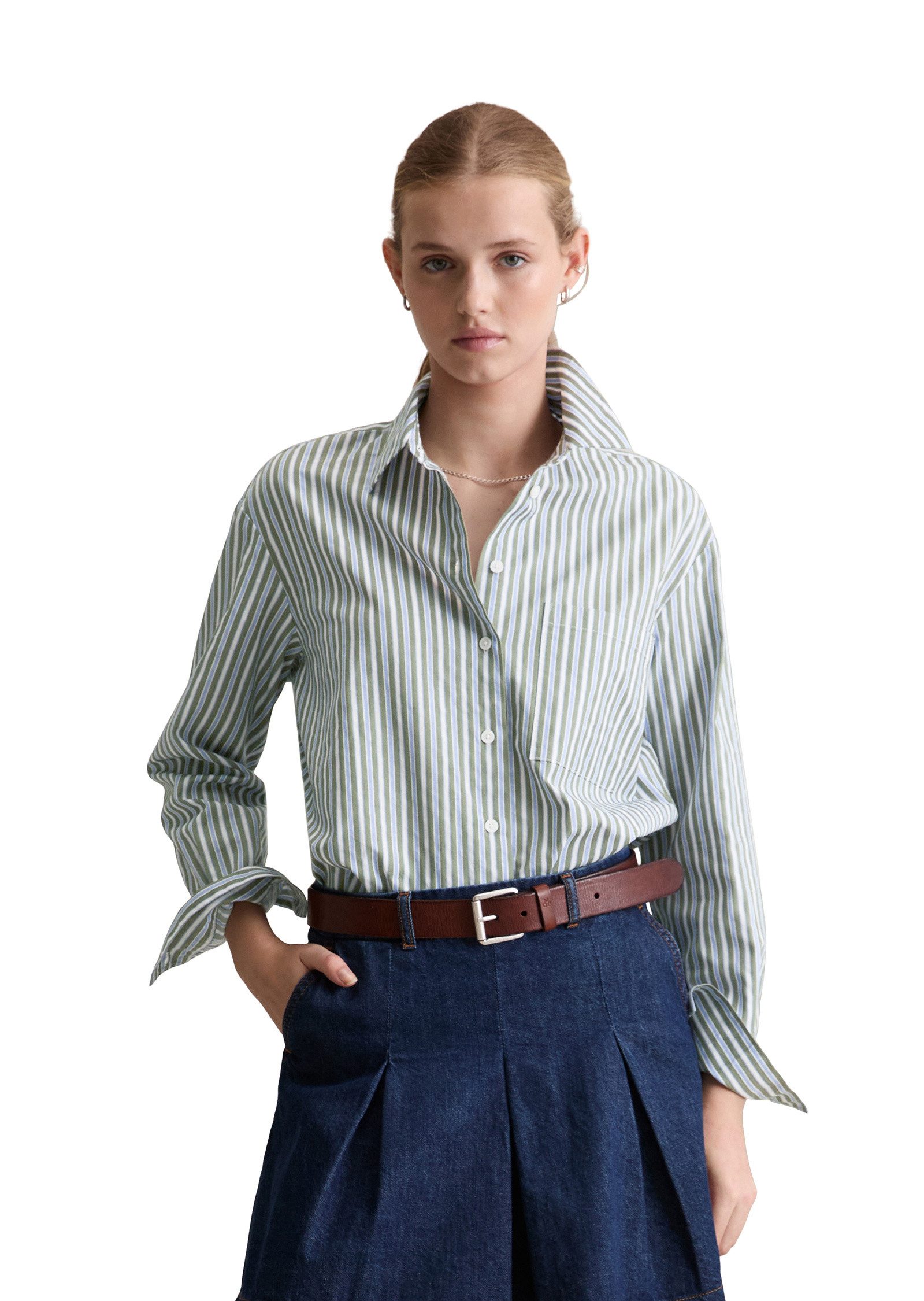 Marc O'Polo DENIM Langarmbluse aus Baumwoll-Dobby