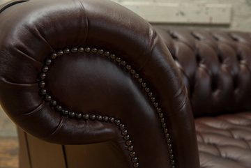 JVmoebel Chesterfield-Sofa, Klassische Polster Möbel Chesterfield Braun Couch Textil Leder