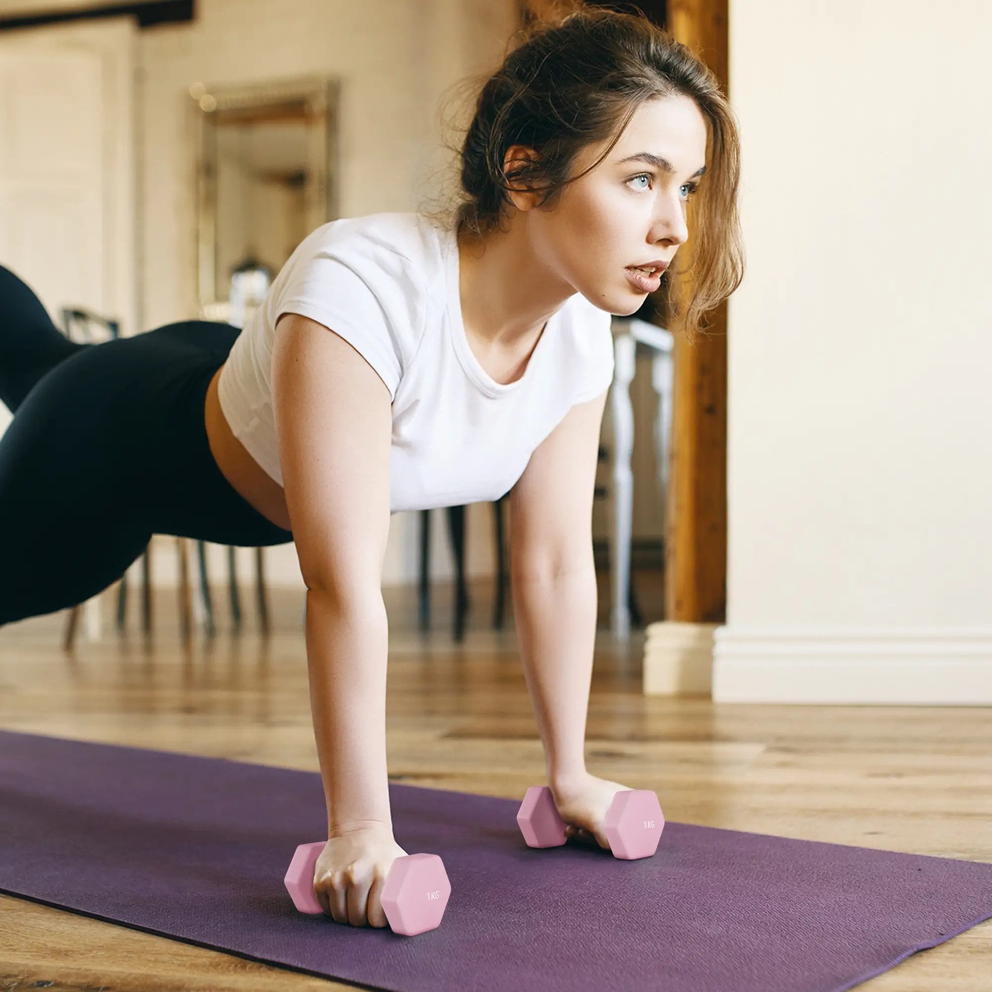 BlingBin Hantel-Set 6er Set Hanteln mit Gewichten, Kurzhantelset aus Stahl für Frauen, (6 Stück, 2 x 1 kg, 2 x 1,5 kg und 2 x 2 kg), Dumbbell Set für Zuhause, Fitnessstudio, Krafttraining