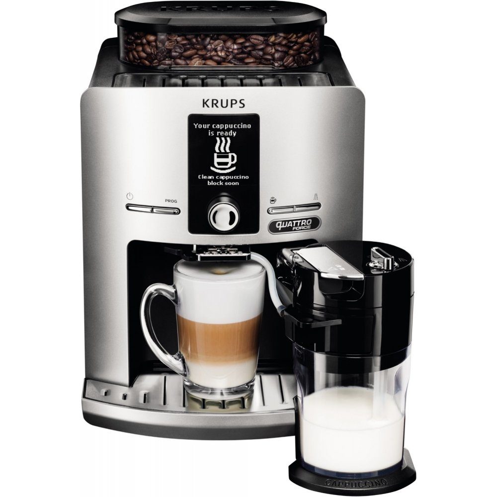 Krups Kaffeevollautomat EA 82 FE Latt'Espress Quattro Force Kaffee-Vollautomat silber/schwarz | Kaffeevollautomaten