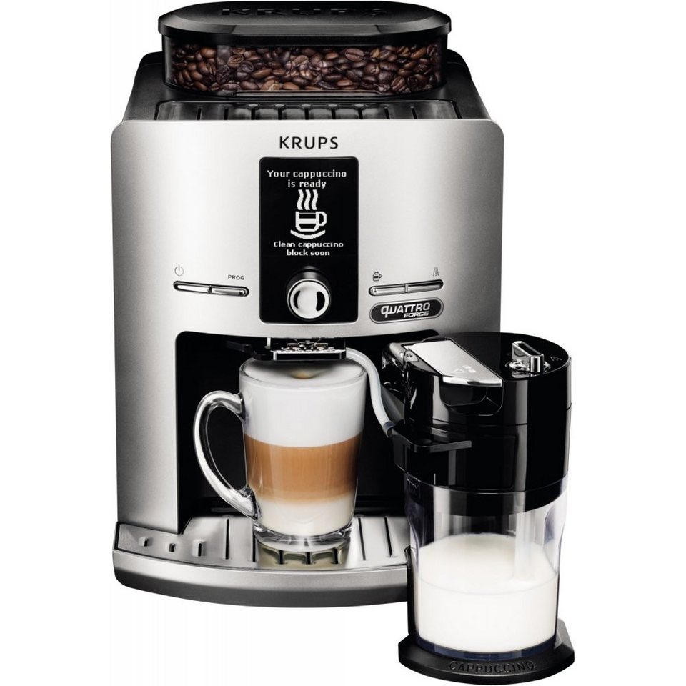 EA Kaffeevollautomat Krups Force Kaffee-Vollautomat 82 FE Latt\'Espress silber/schwarz Quattro
