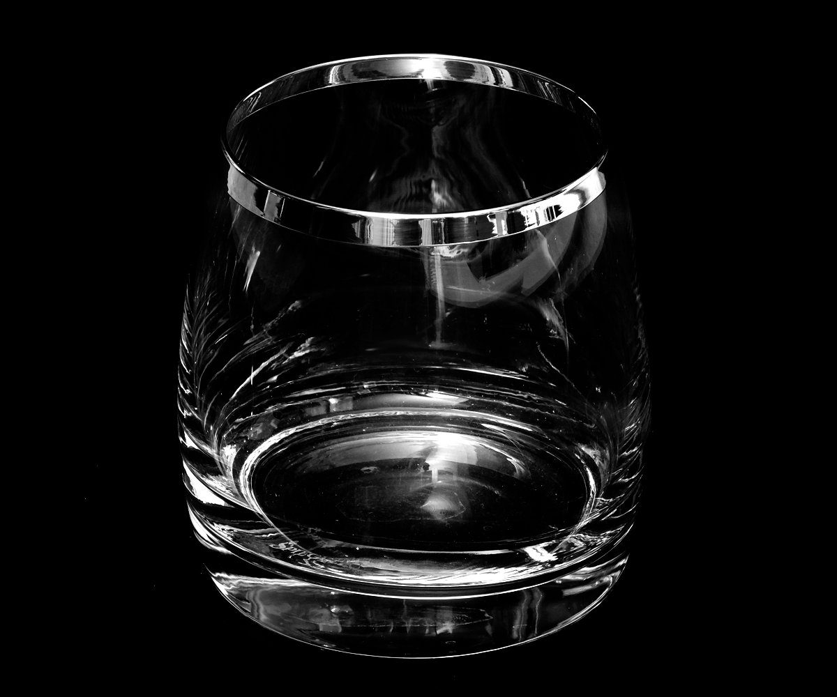 Brillibrum mit Feinsilber Kristallglas Glas für Rand 1000er Edle Trinkglas Kaltgetränke Echtsilber Saft mit & Wassergläser Wasser