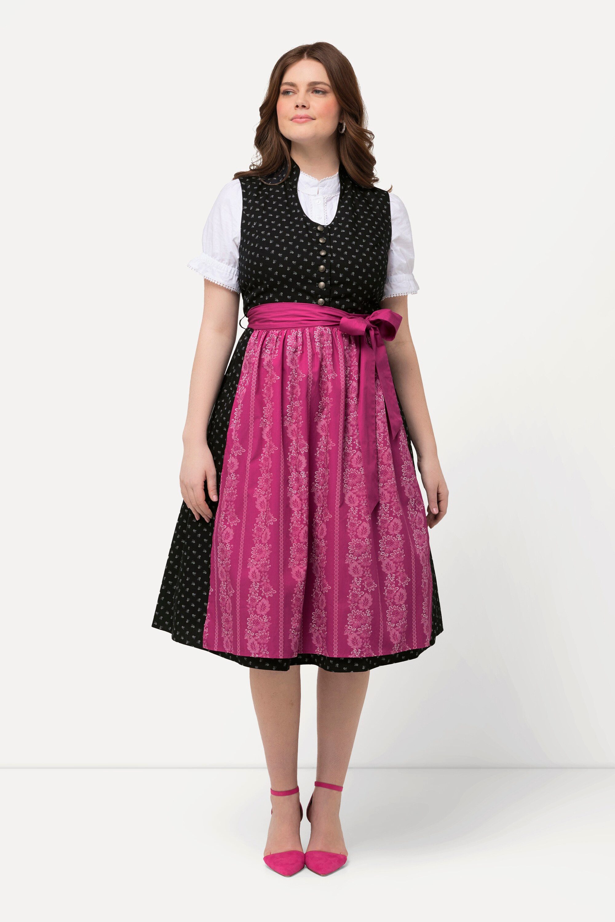 Dirndl Dirndl Schmuckknöpfe Stehkragen V-Ausschnitt