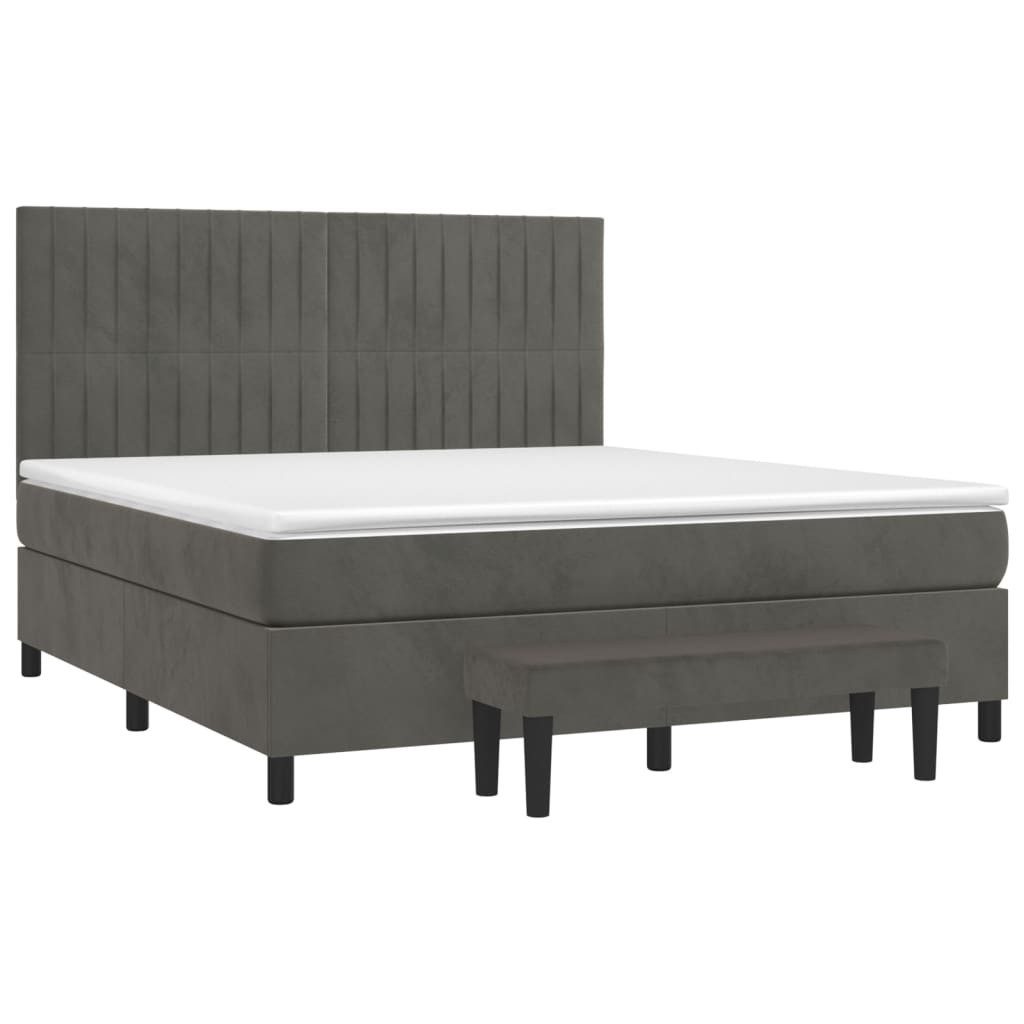 Bett Boxspringbett mit Matratze Dunkelgrau 180x200 cm Samt