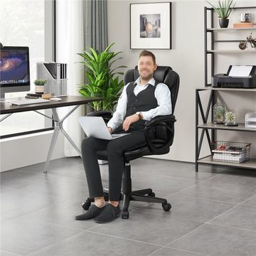 Yaheetech Drehstuhl Schreibtischstuhl Chefsessel, aus Kunstleder, mit Hoher Rückenlehne, höhenverstellbar, Wippfunktion