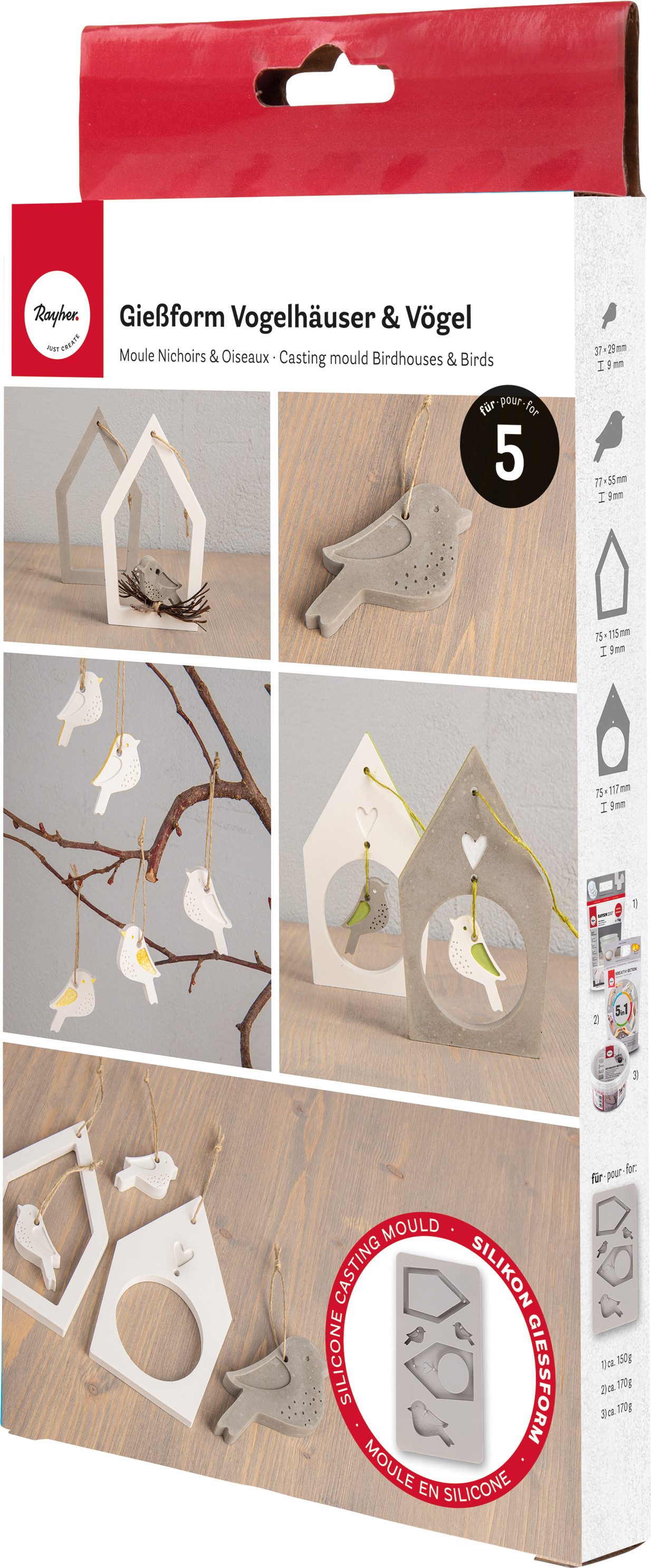 Rayher Modellierwerkzeug Vogelhäuser & Vögel, 60ml Füllmenge