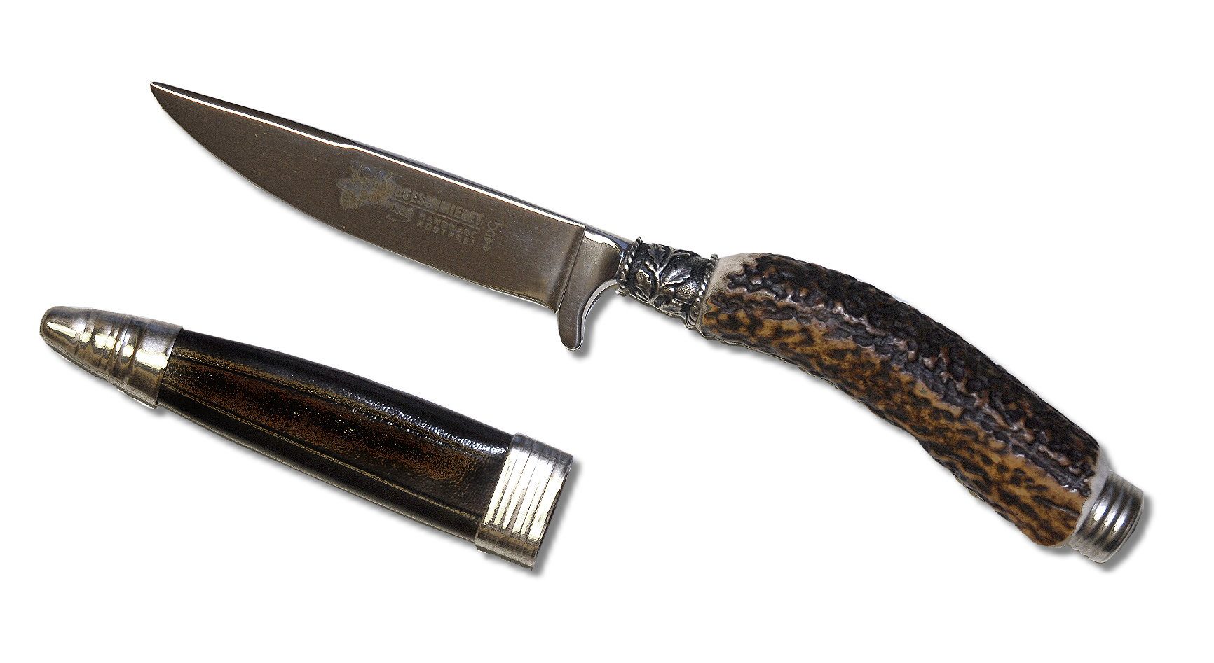 Moschen-Bayern Jagdmesser Universalmesser Jagdmesser Taschenmesser Hirschfänger festst. Scheide, echt Hirschhorn - Solinger Stahl