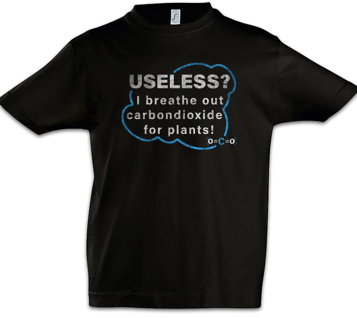Print-Shirt Useless Carbondioxide Kinder T-Shirt Co2 Comedy Umweltschutz Vegan