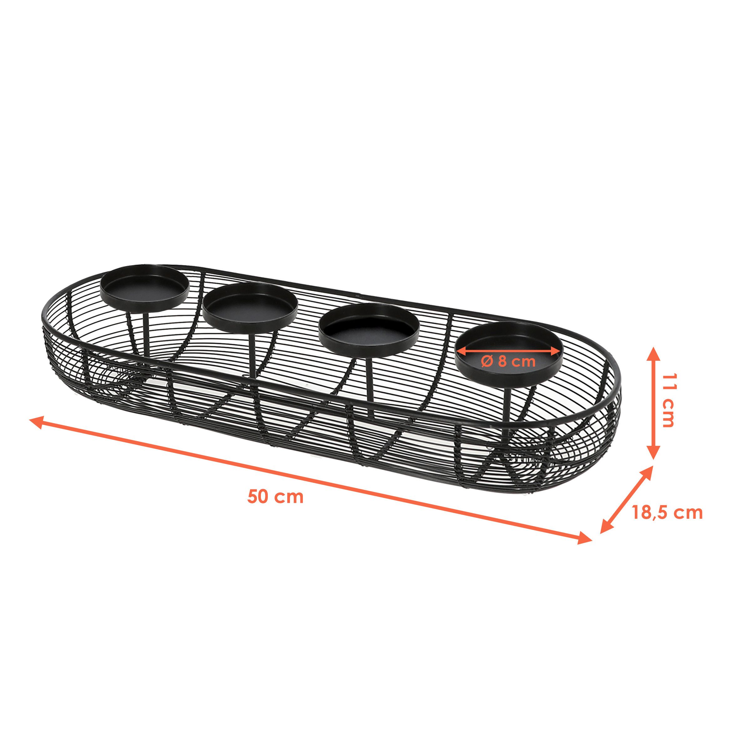 Spetebo Adventskranz Metall Gitter Adventskranz schwarz - 50 cm - mit Korb, ideal zum Dekorieren