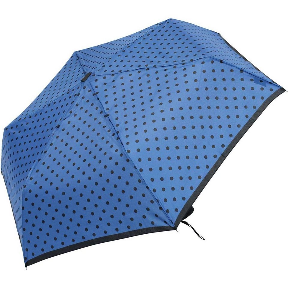 derby Taschenregenschirm ein kleiner, flacher Schirm für Damen, mit  modischen Punkten, passt in jede Handtasche
