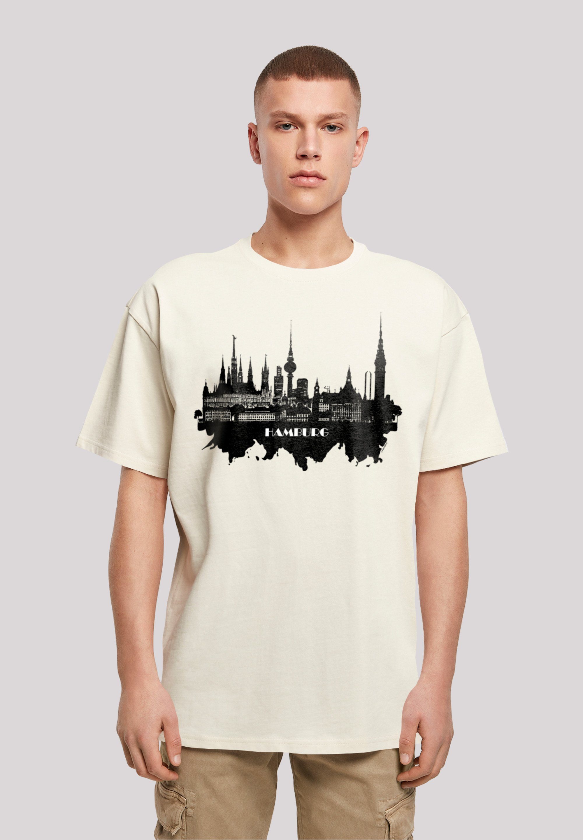F4NT4STIC T-Shirt Cities Collection - Hamburg skyline Print sand