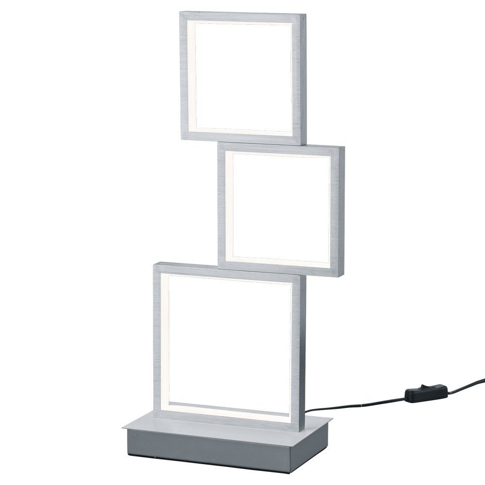 etc-shop Schreibtischlampe, LED Tisch Steh Lampen ALU gebürstet schwarz Wohn Zimmer Quadrat silber - Tischlampe H 50 cm