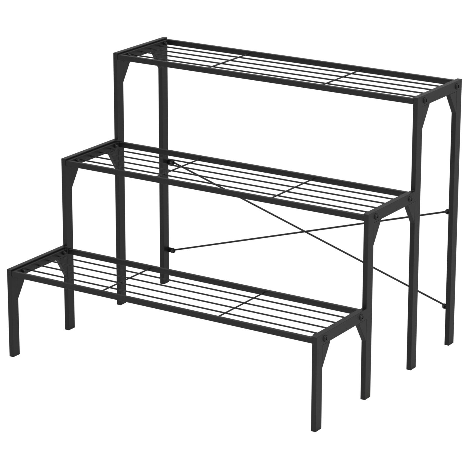 COSTWAY Pflanzentreppe, 3-stufiger Metall Blumentreppe, belastbar günstig online kaufen