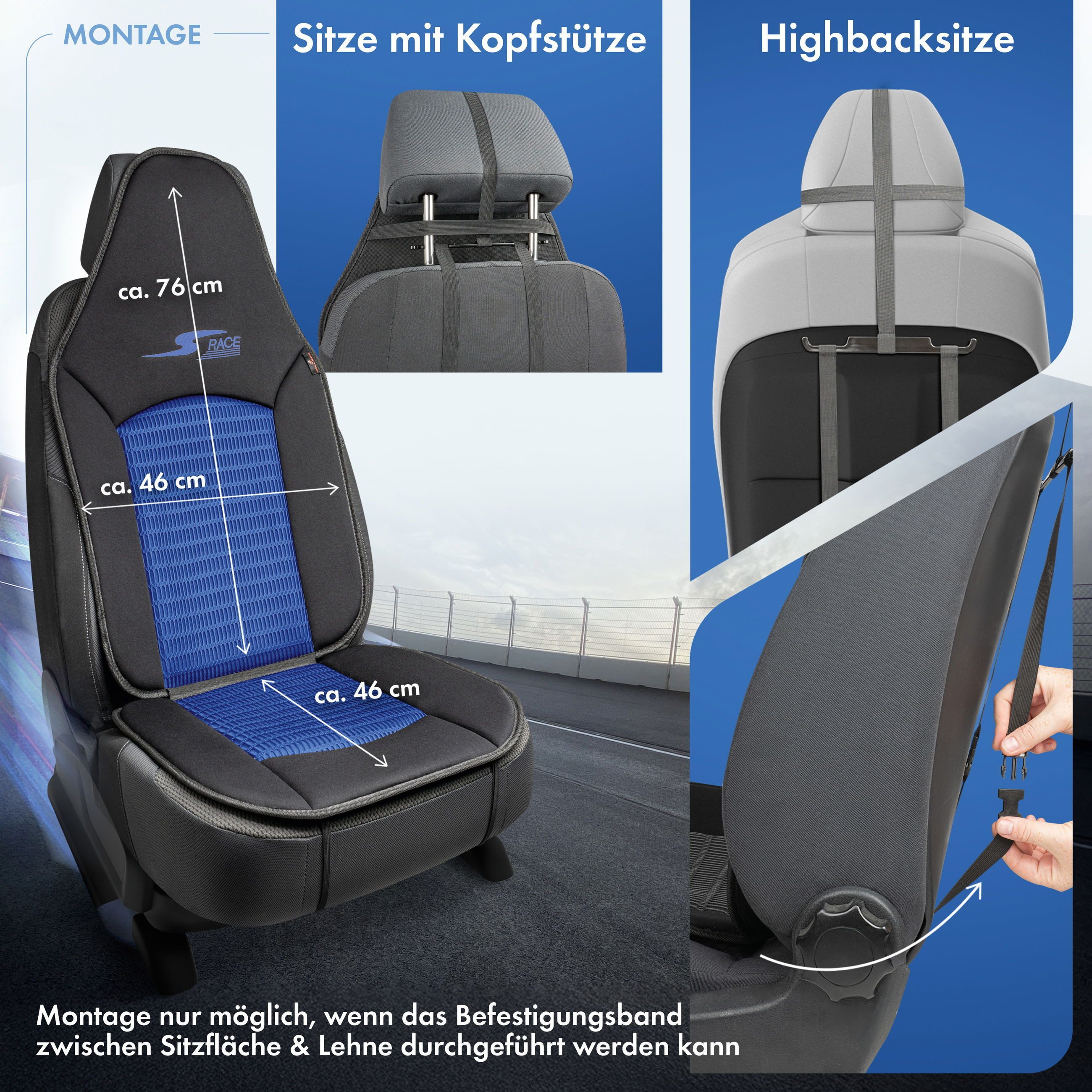CarComfort Autositzauflage Sitzaufleger S-Race Pilotensit, 1 Stück, 1-tlg. – Bild 5 von 5