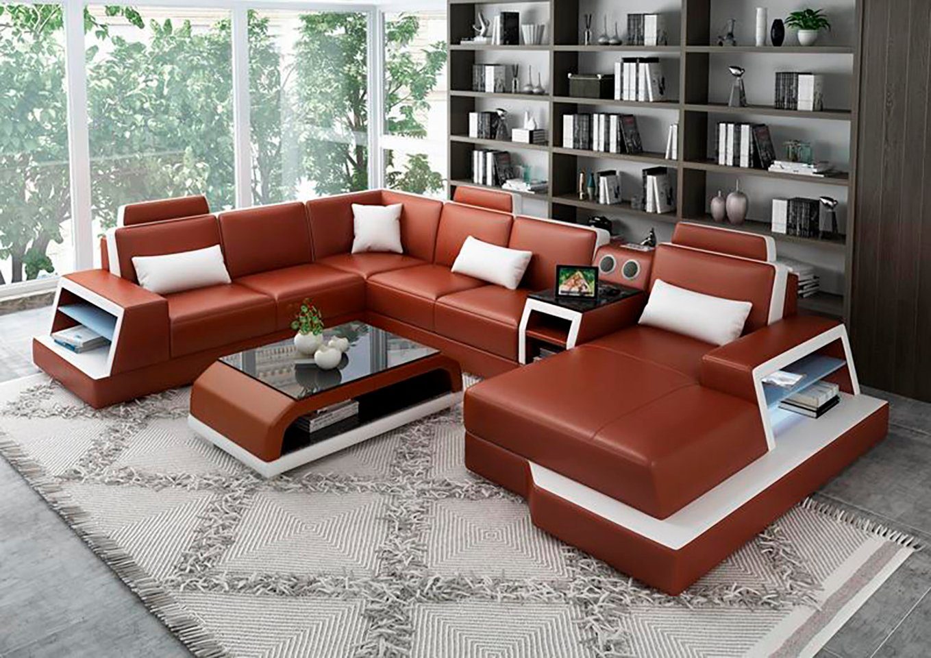 JVmoebel Ecksofa »Eck Sofa Couch Polster Eck Garnitur Wohnlandschaft Bluetooth  Boxen Beleuchtet« online kaufen | OTTO