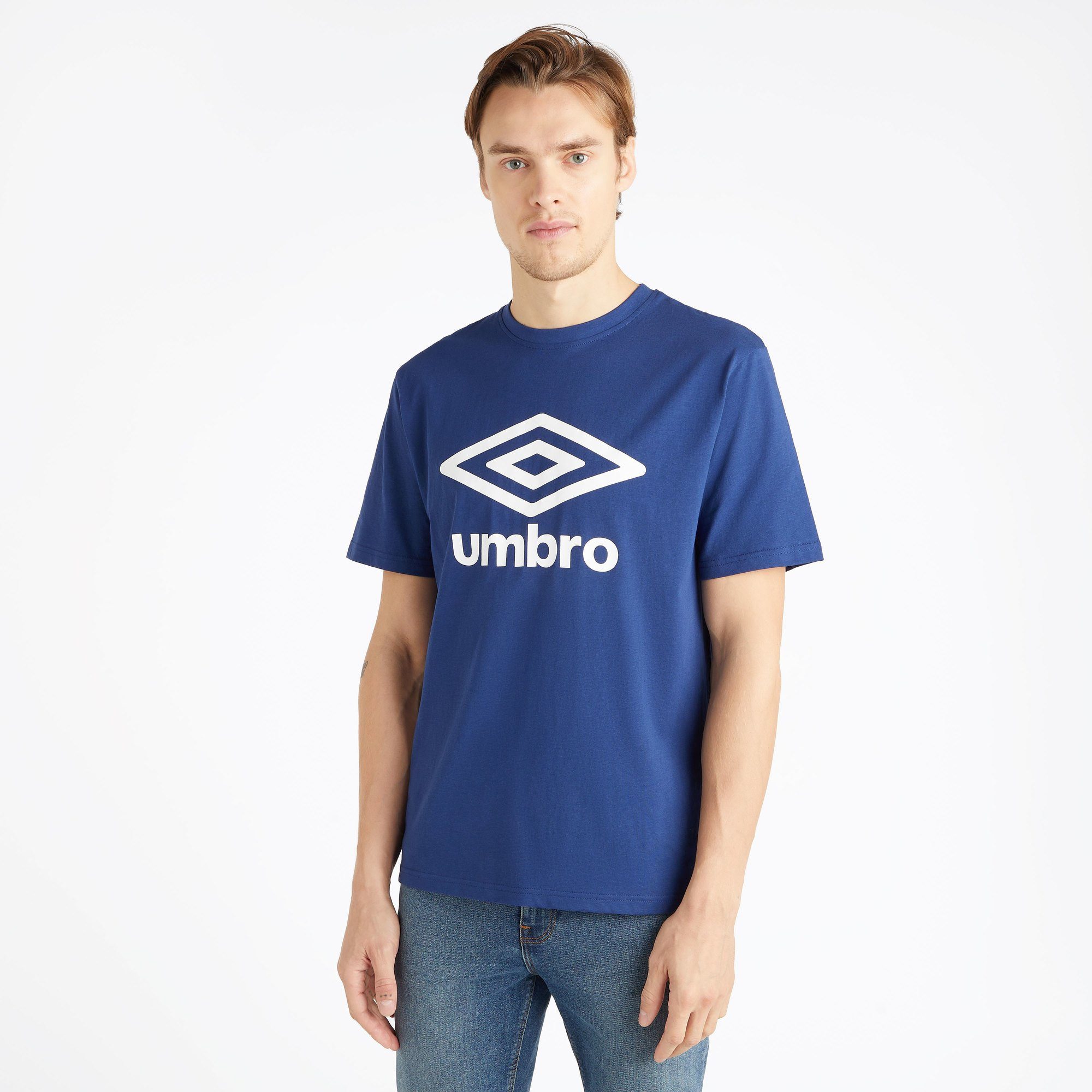 Umbro T-Shirt Big Logo (Baumwolle) navyblau/weiss Herren