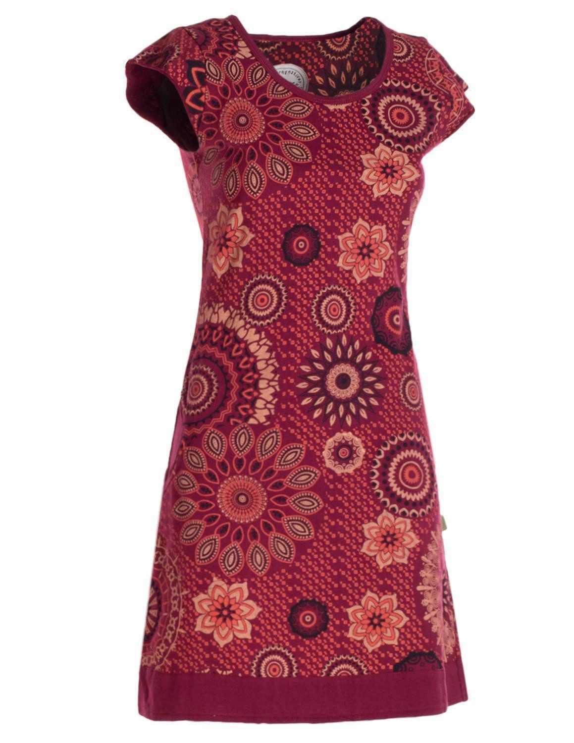 Vishes Tunikakleid Kurzarm Damen Sommer-Kleid Longshirt-Kleid Mini-Kleid Tunika-Kleid Hippie, Boho, Goa Style