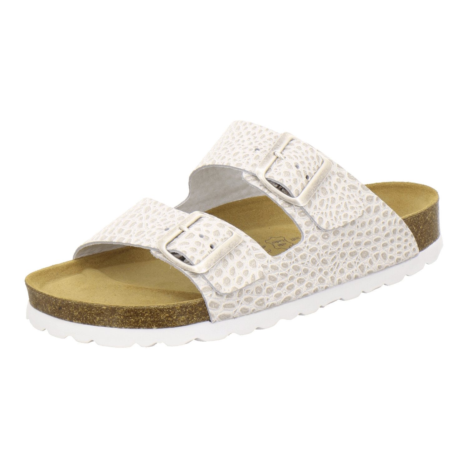 AFS-Schuhe 210016 Zweischnaller Pantolette für Damen mit Fußbett, bequeme Sandalen aus Leder