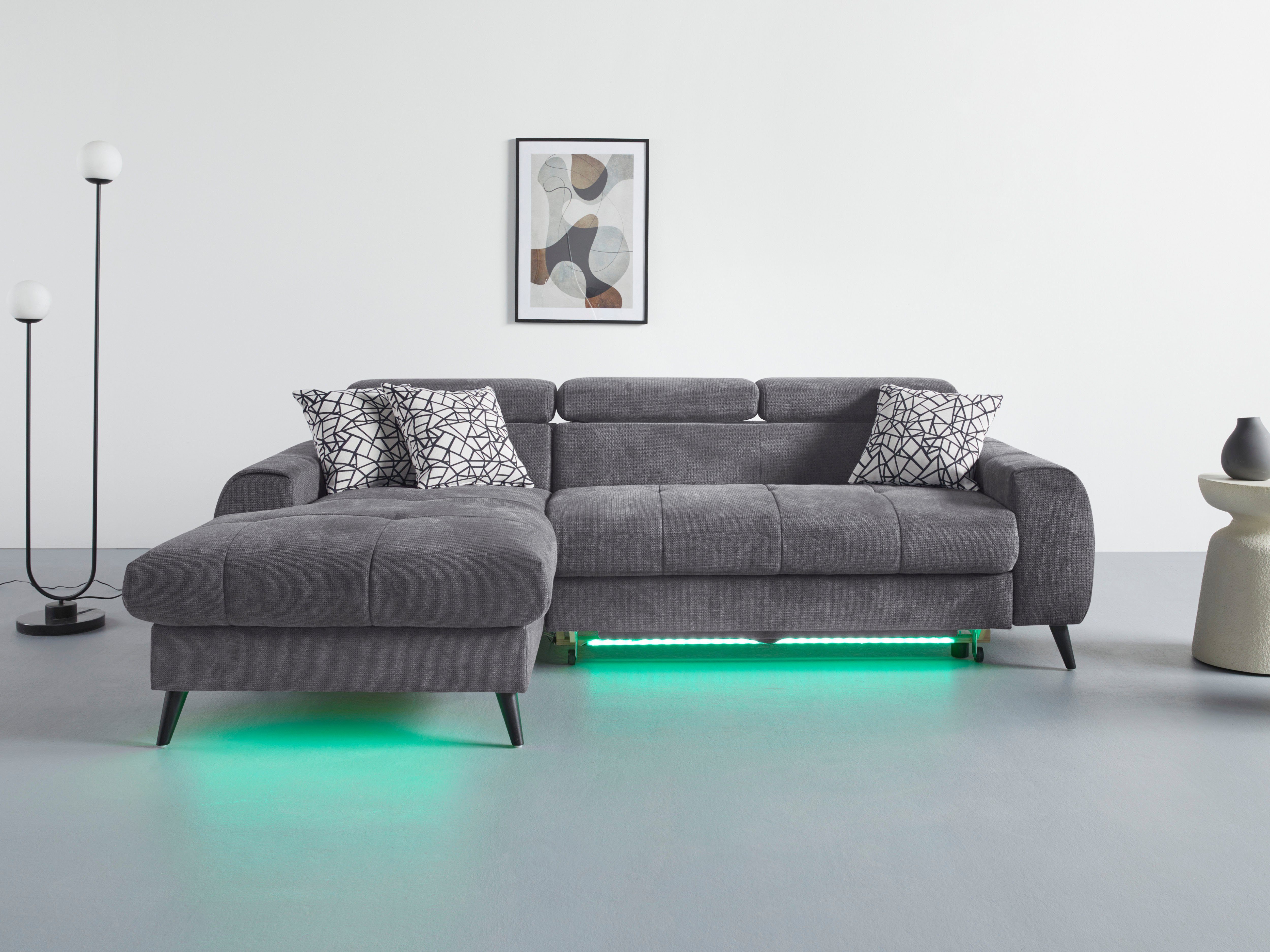 COTTA Ecksofa "Mia L-Form mit 3 Zierkissen", wahlweise mit Bettfunktion, Be günstig online kaufen