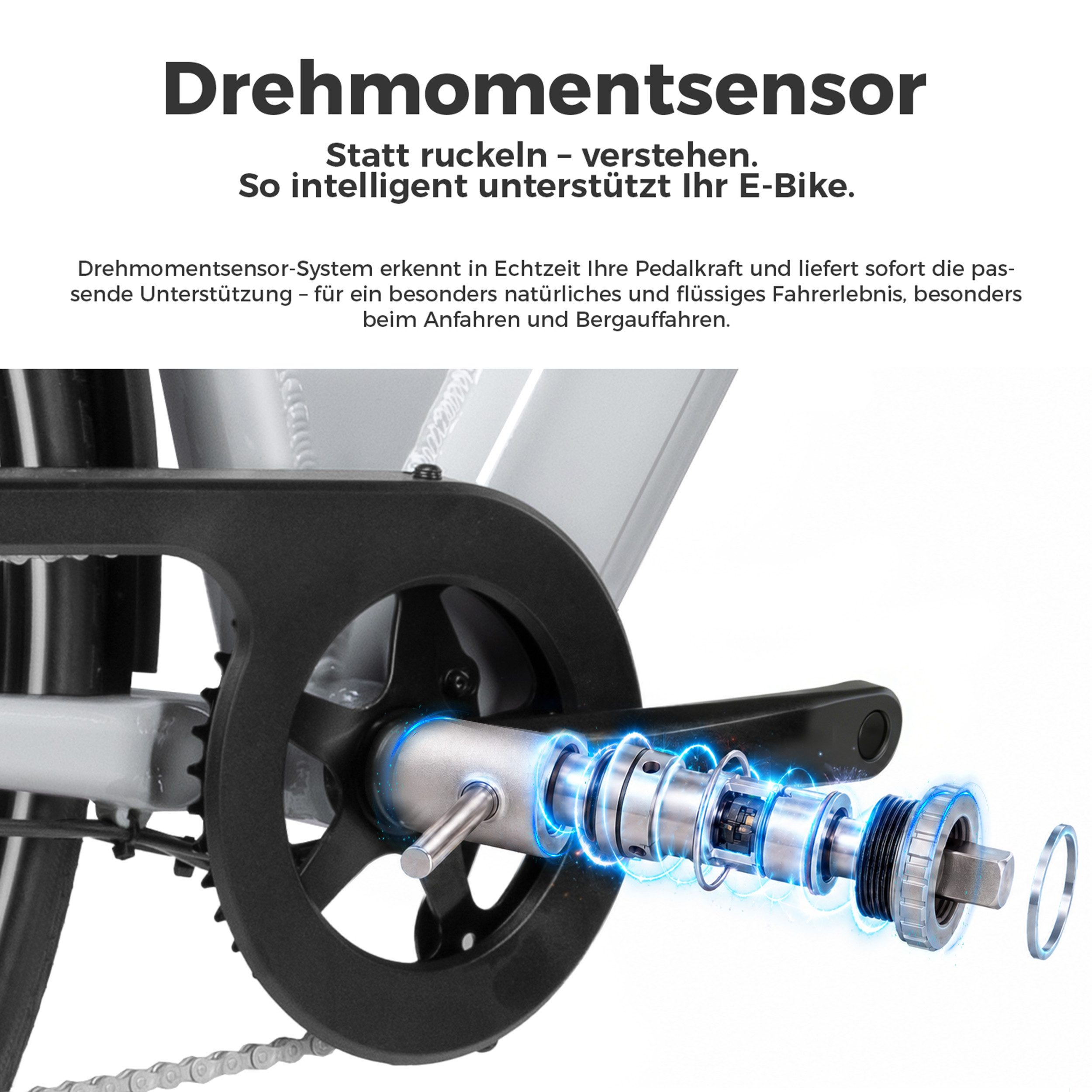 DERUIZ E-Bike Cityrad 28 Zoll, Quartz 2.0/SUV, max. 160km, Drehmomentsensor, Bluetooth+APP, 8 Gang SHIMANO Altus RD-M310 Schaltwerk, Kettenschaltung, Heckmotor, 644 Wh, (5 Stufen, Aluminium-Schutzbleche), Quartz 2.0, nur 20kg, Lockout-Federgabel, Elektrofahrrad, E-Citybike