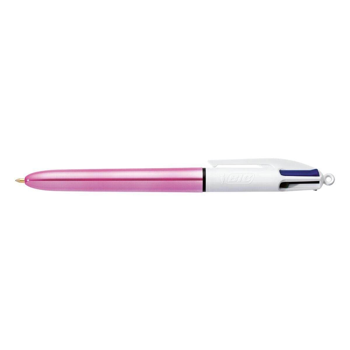 Kugelschreiber Stift 4 in BIC Shine, 4 Farben Colours einem pink